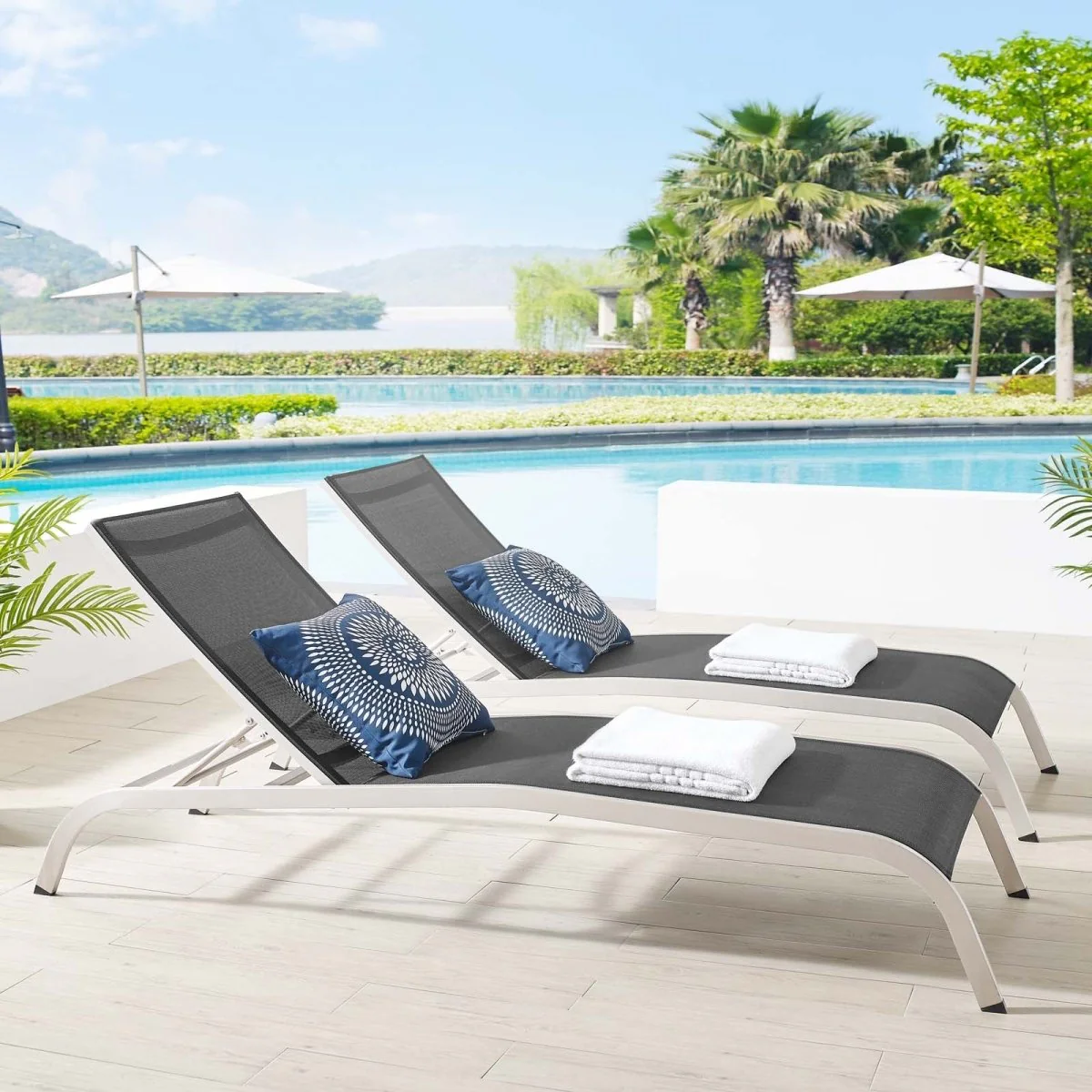 Aluminum Mesh Outdoor Patio Chaise Lounge Chair & Side Table Set – Multiple Configurations - Image 34