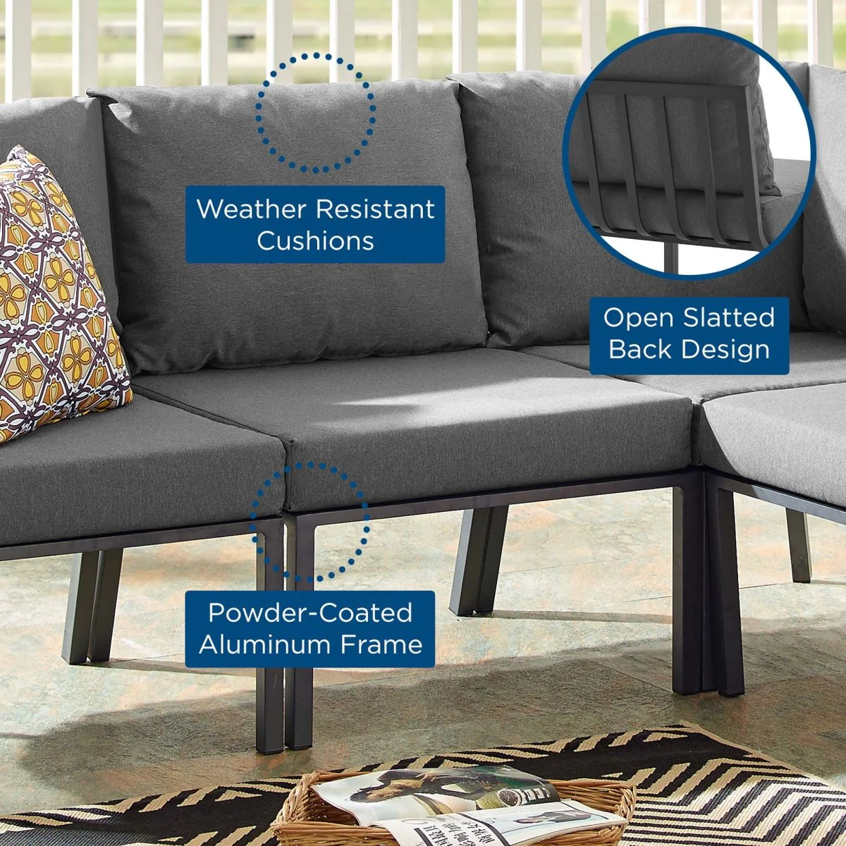 Aluminum Outdoor Armless Chair for Patio and Garden - Durable Weather-Resistant Seating - Image 2