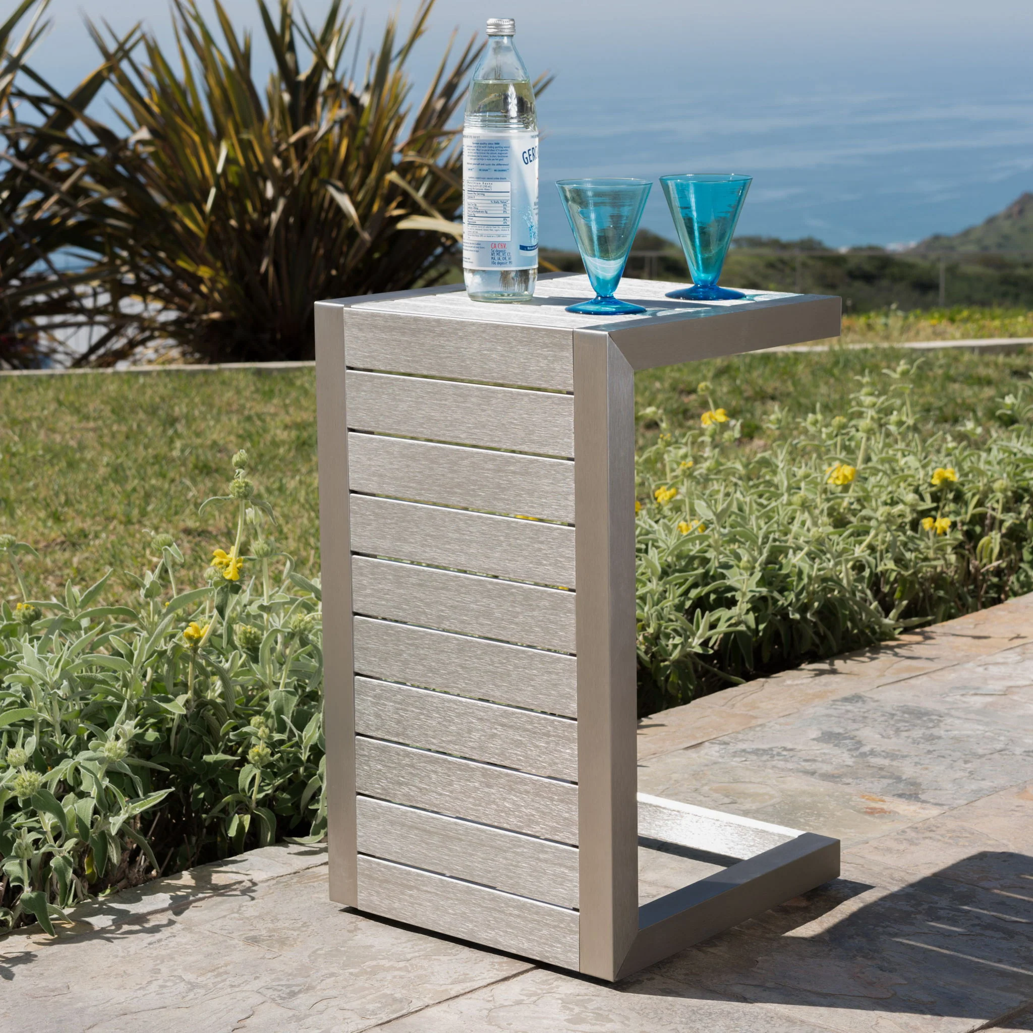 Aluminum Outdoor C - Shaped Side Table For Patio - Image 16