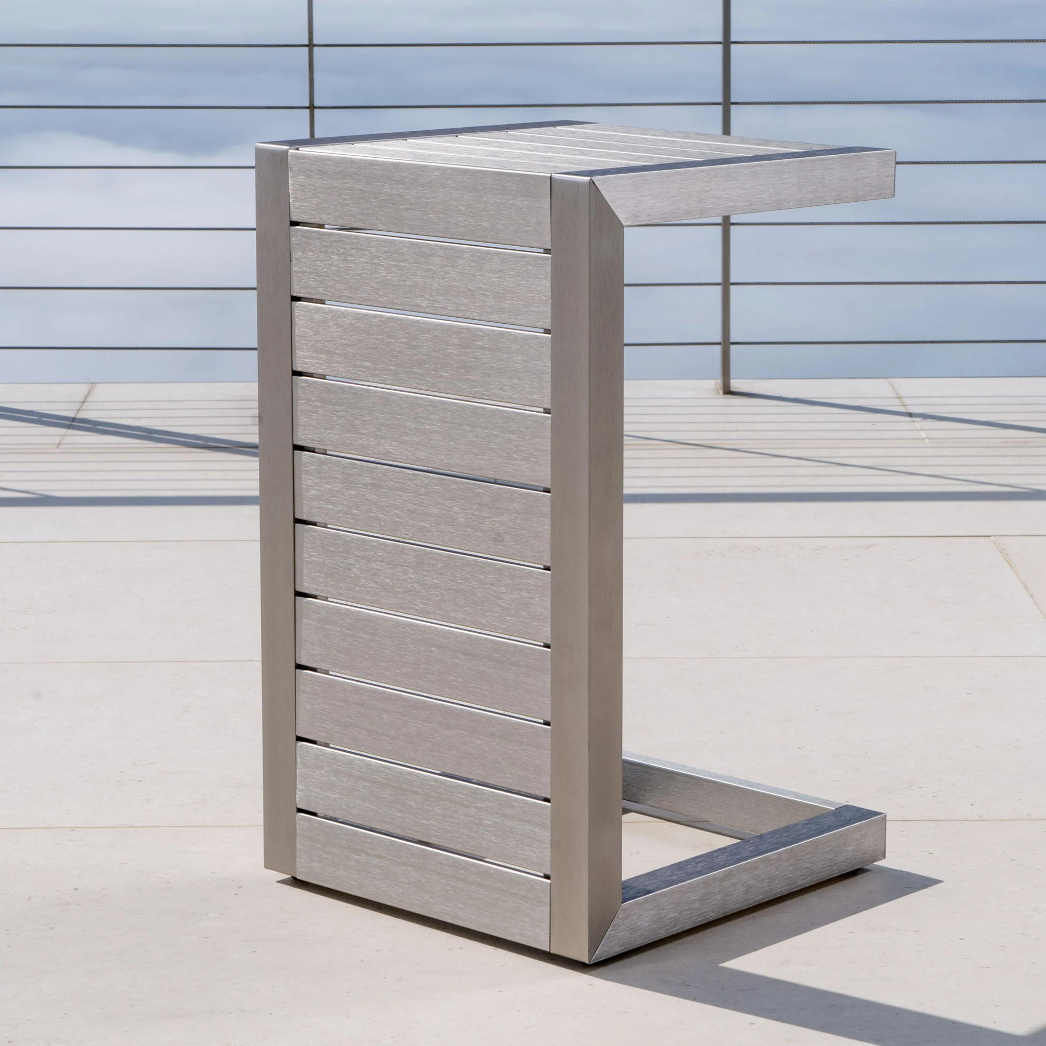 Aluminum Outdoor C - Shaped Side Table For Patio - Image 20