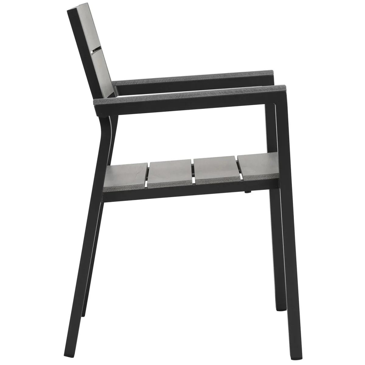 Aluminum Outdoor Dining Armchair with Wood Slats – Durable Patio and Garden Seating - Image 5