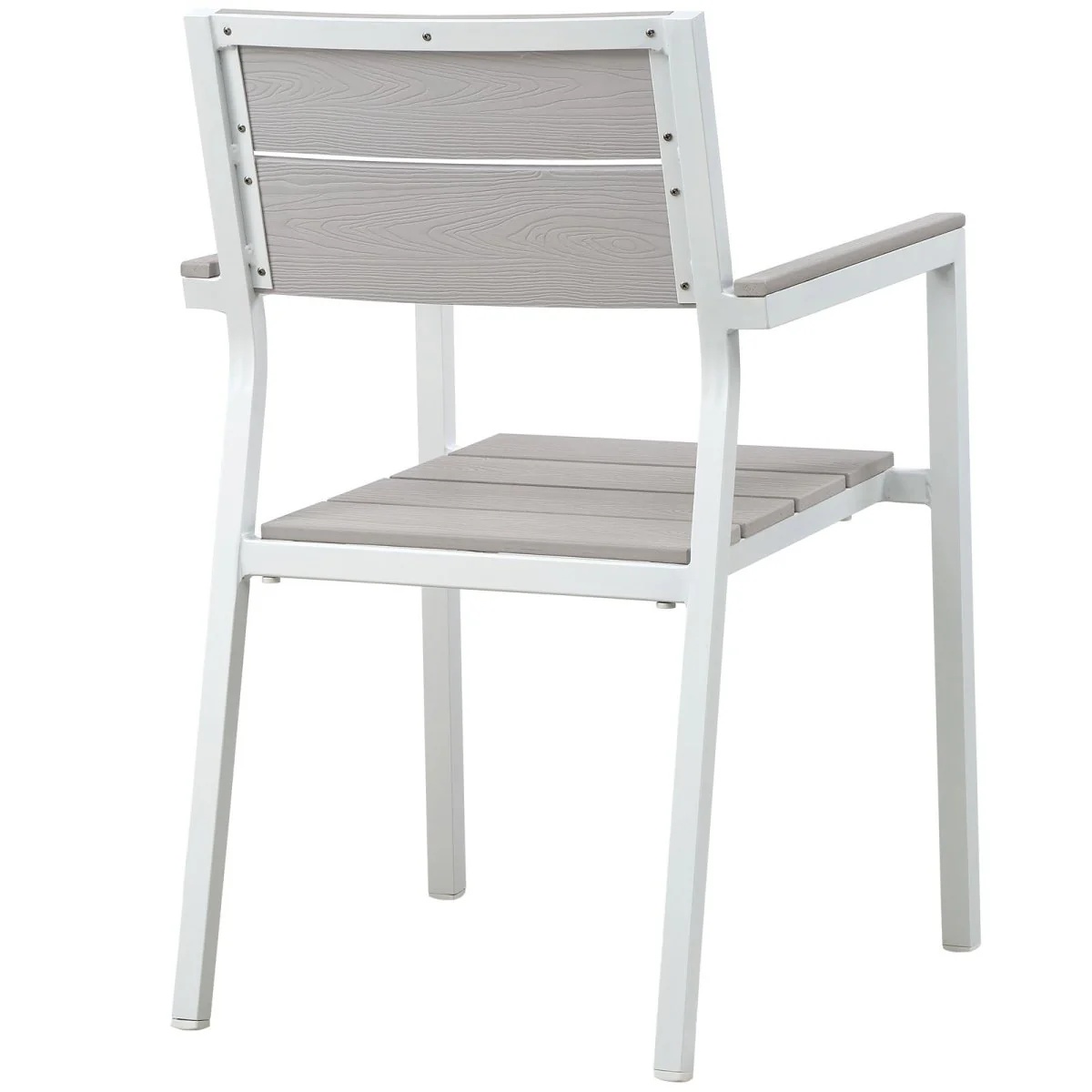 Aluminum Outdoor Dining Armchairs with Wood Slats – Weather-Resistant Patio Seating - Image 4