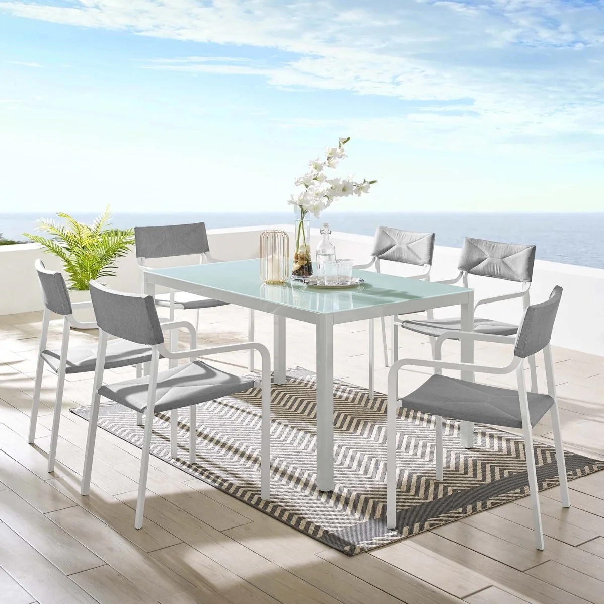 Aluminum Outdoor Dining Set with Table and Chairs for Patio and Garden Entertaining - Image 36