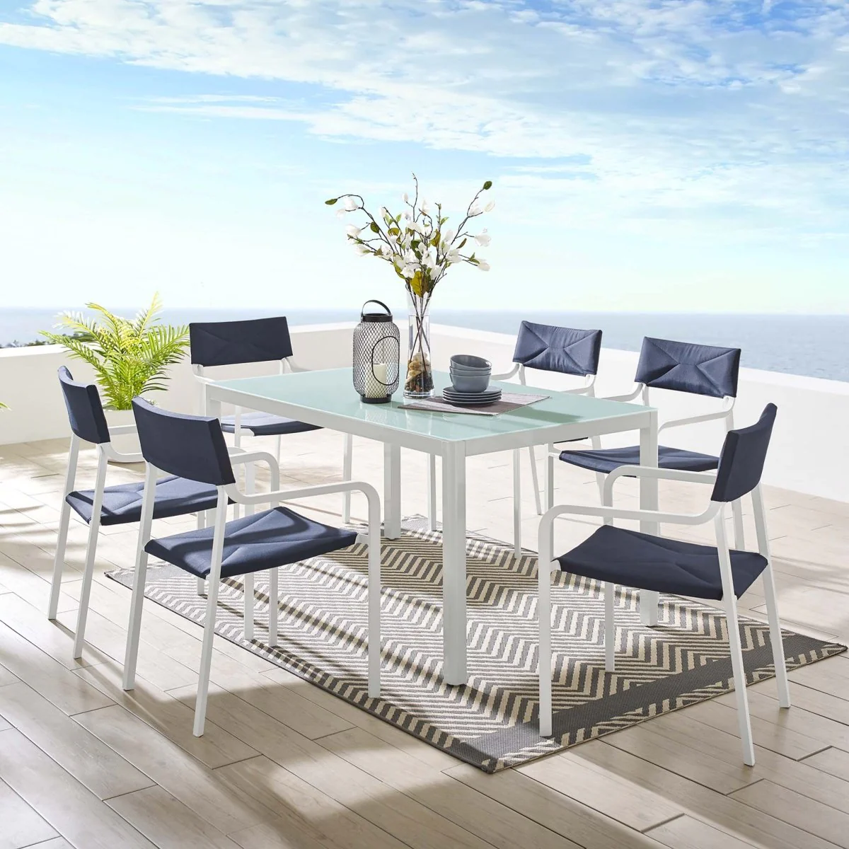 Aluminum Outdoor Dining Set with Table and Chairs for Patio and Garden Entertaining - Image 48