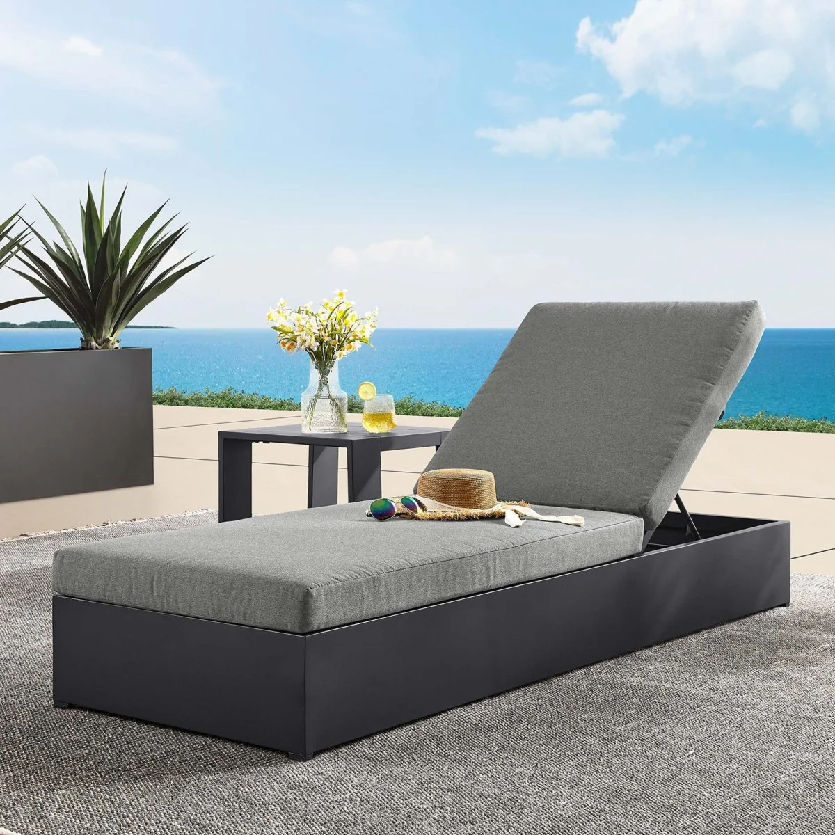 Aluminum Outdoor Patio Chaise Lounge Chair with Adjustable Back and Durable Frame - Image 30
