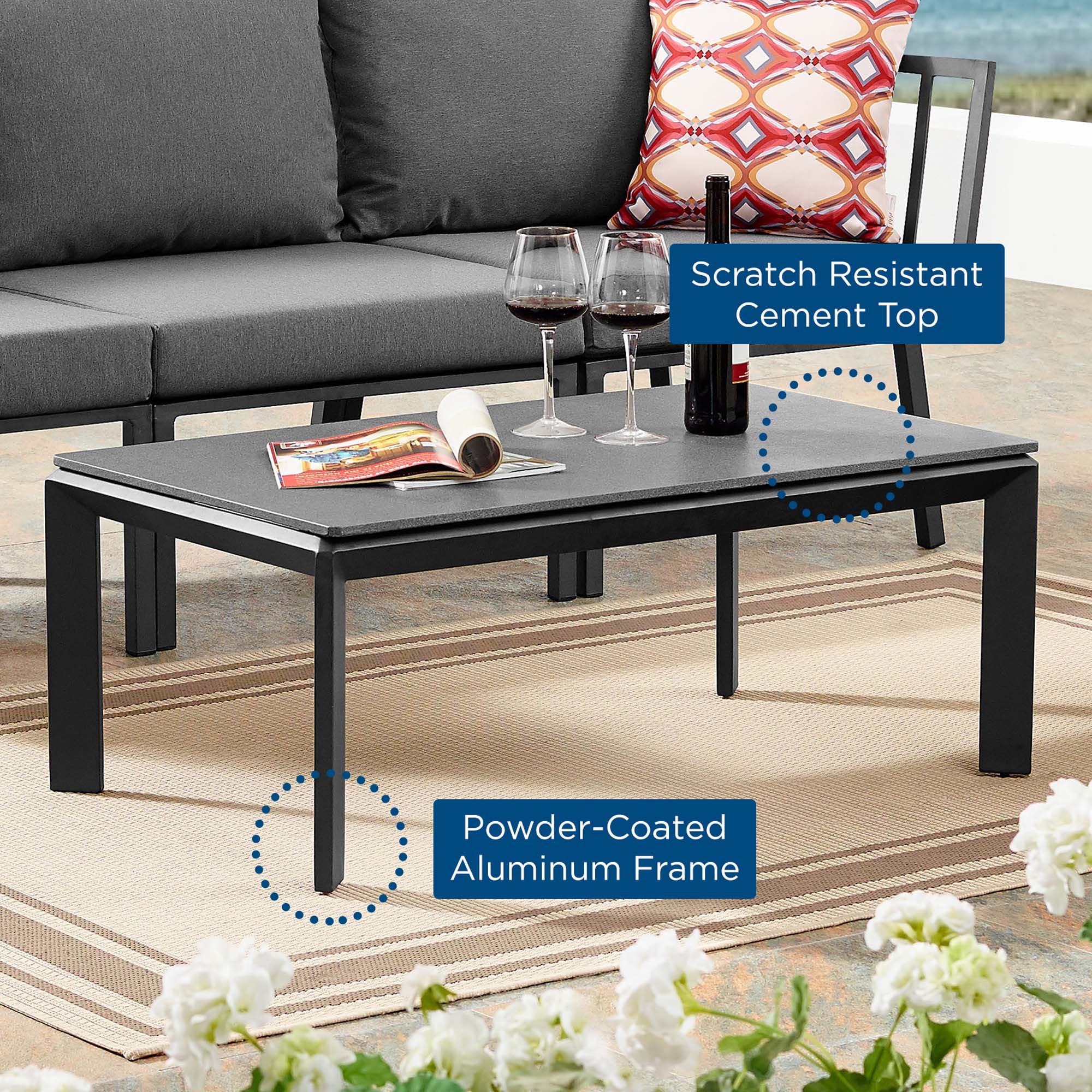 Aluminum Outdoor Patio Coffee Table - Durable Weather-Resistant Construction - Image 8