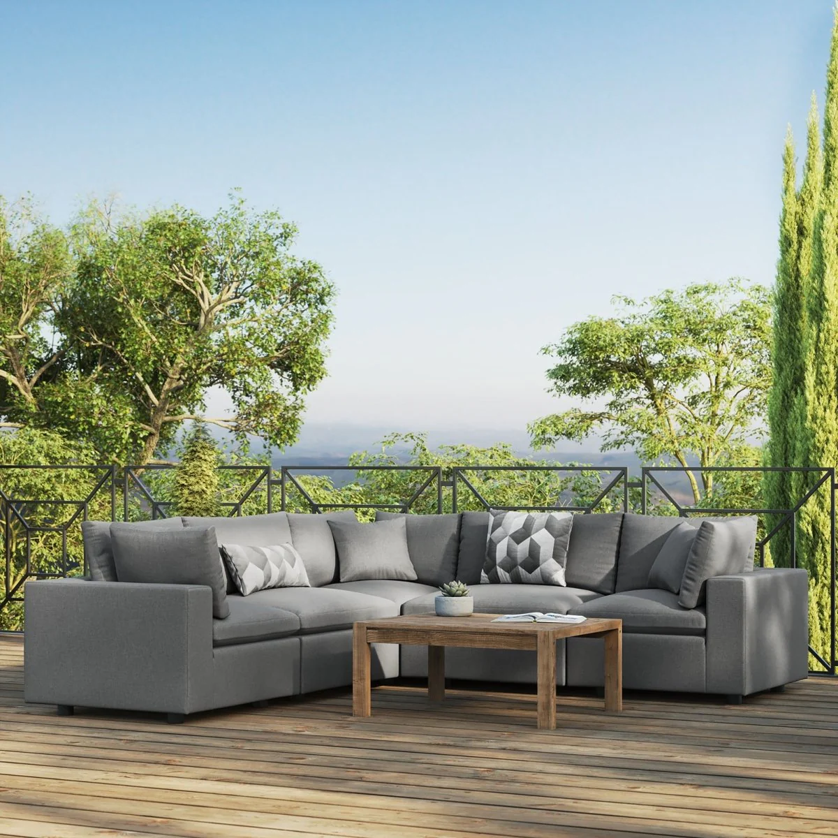 Aluminum Outdoor Sectional Sofa Set with Modular Seating and Weather-Resistant Frame - Image 22