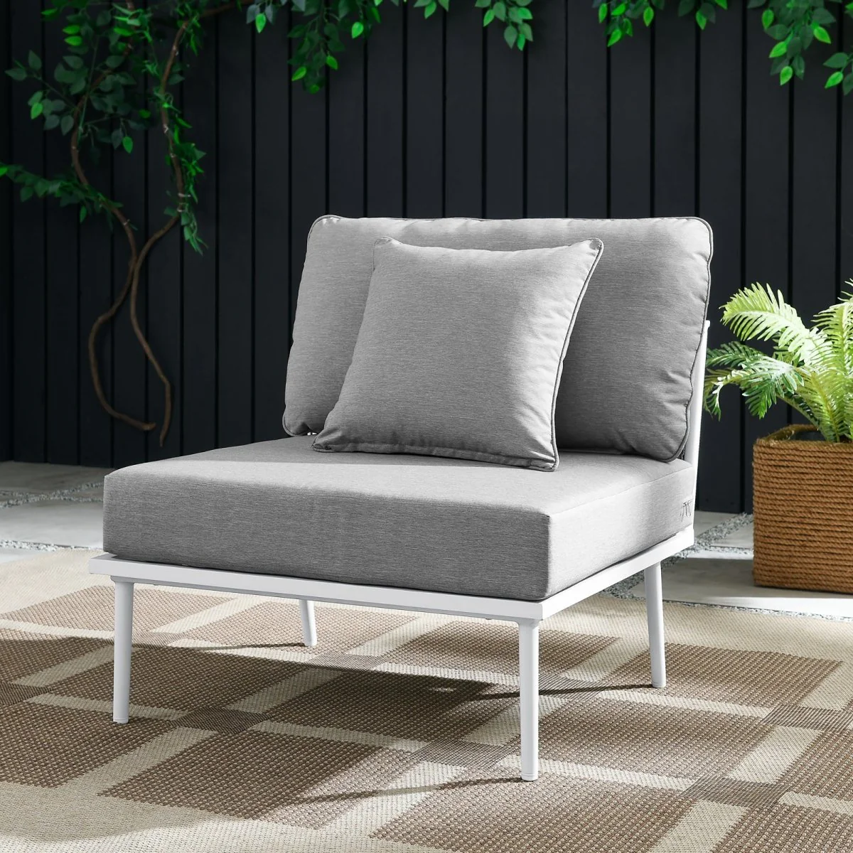 Aluminum Rope Outdoor Armless Chair - Weather-Resistant Patio Seating for Deck and Patio - Image 16