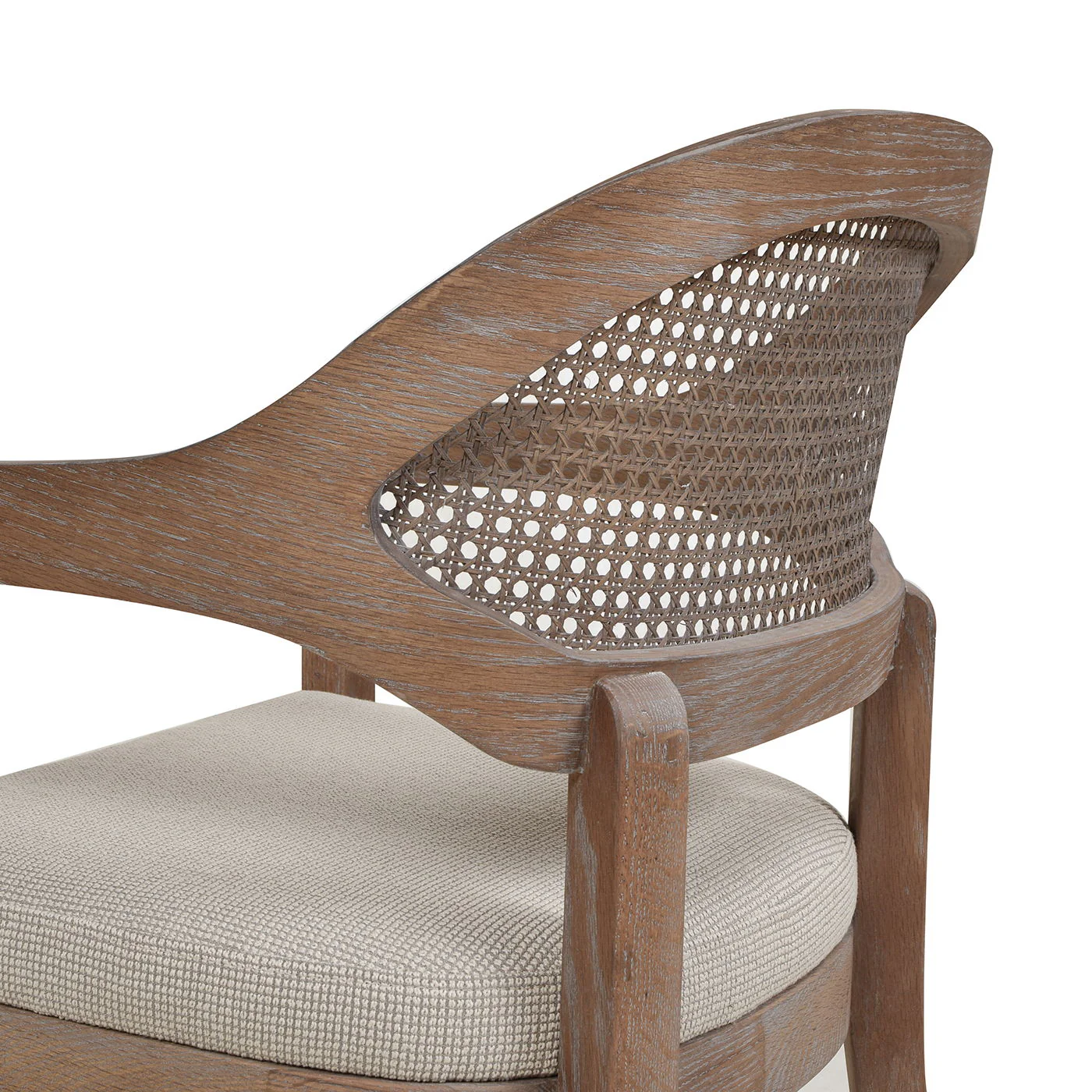 Americana - Mid-Century Modern Cane Back Dining Chair Textured Weave - Taupe Beige - Image 7