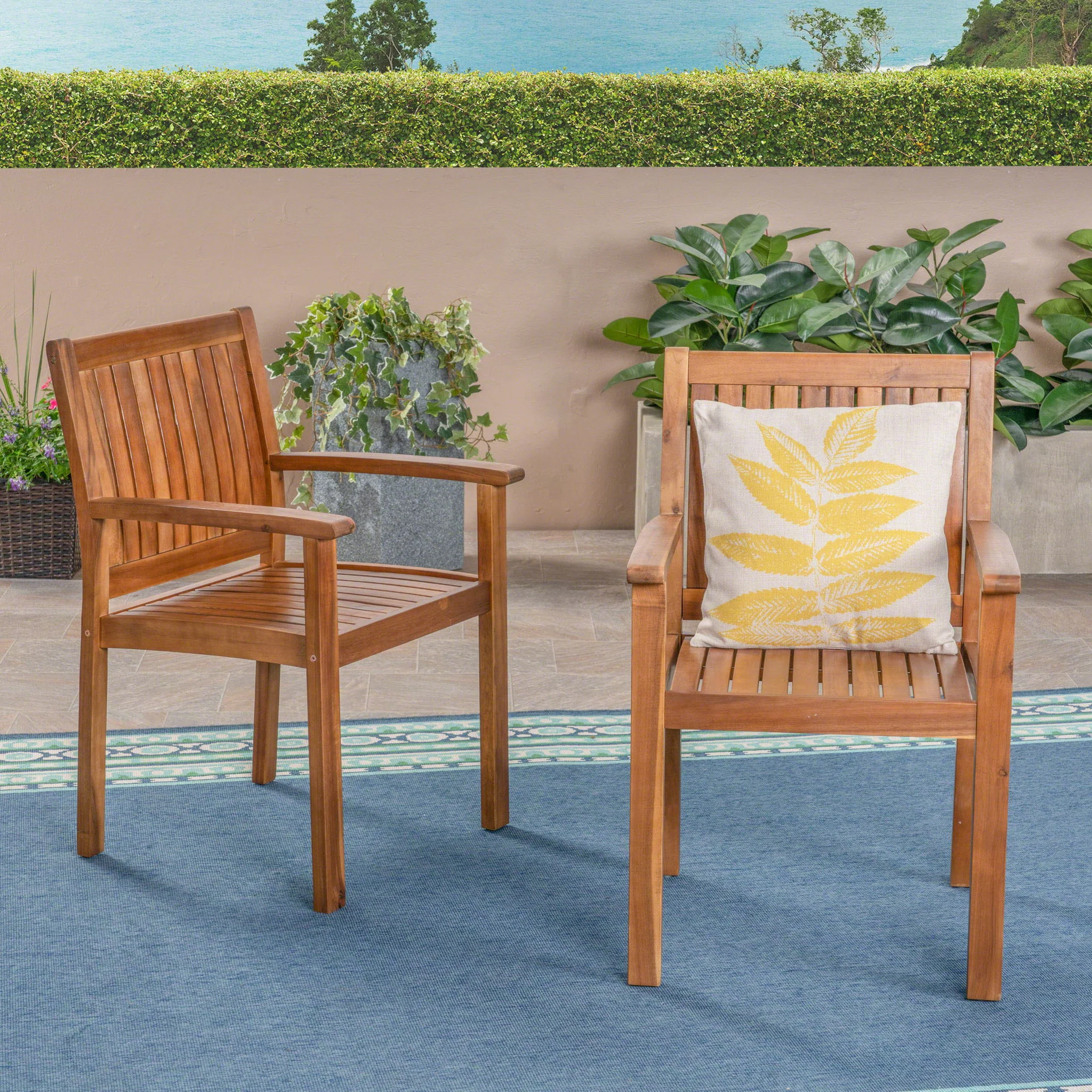 Amethyst - Outdoor Dining Chair With Slat Design (Set of 2) - Natural - Image 9