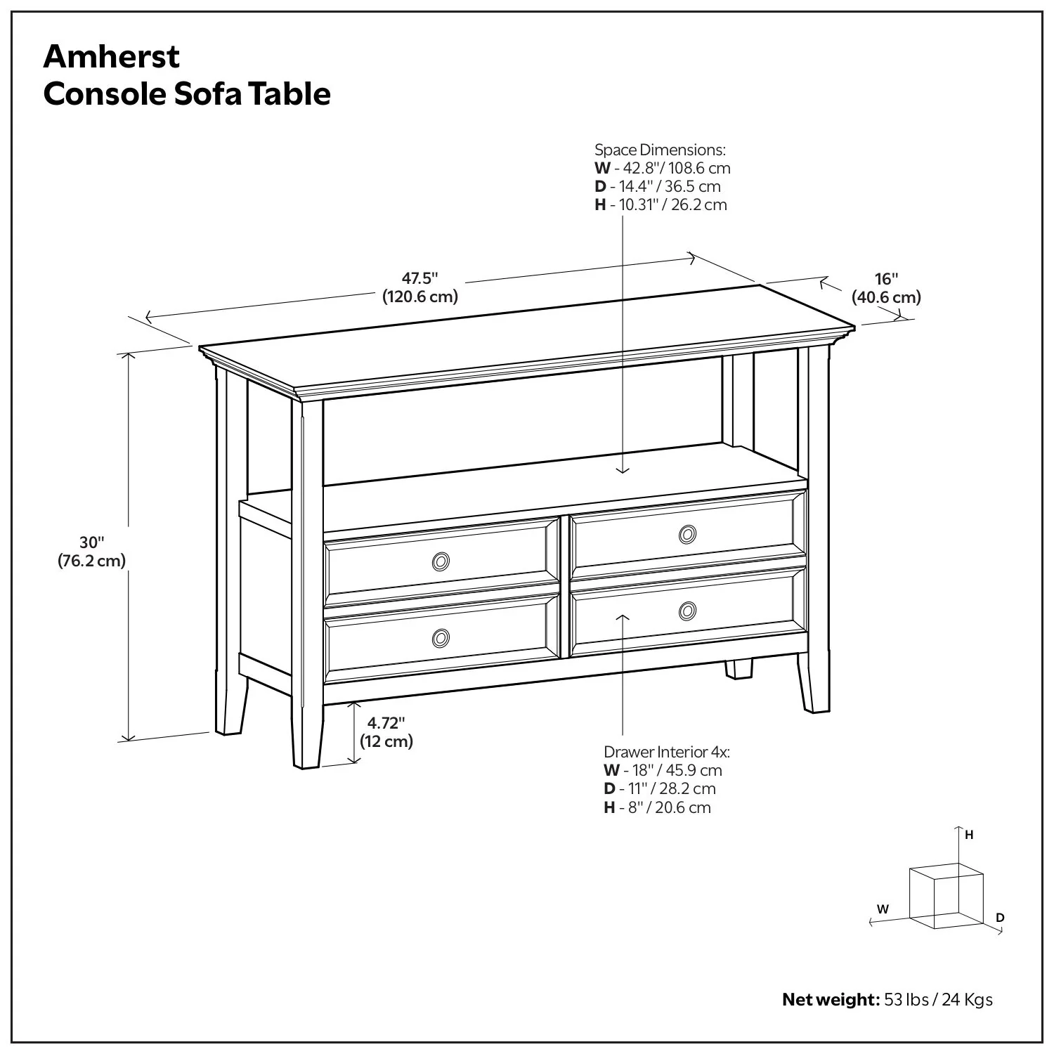 Amherst - Console Sofa Table, Handcrafted - Image 11