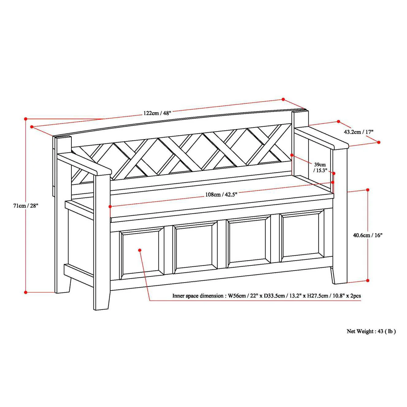 Amherst - Handcrafted Entryway Storage Bench - Image 56