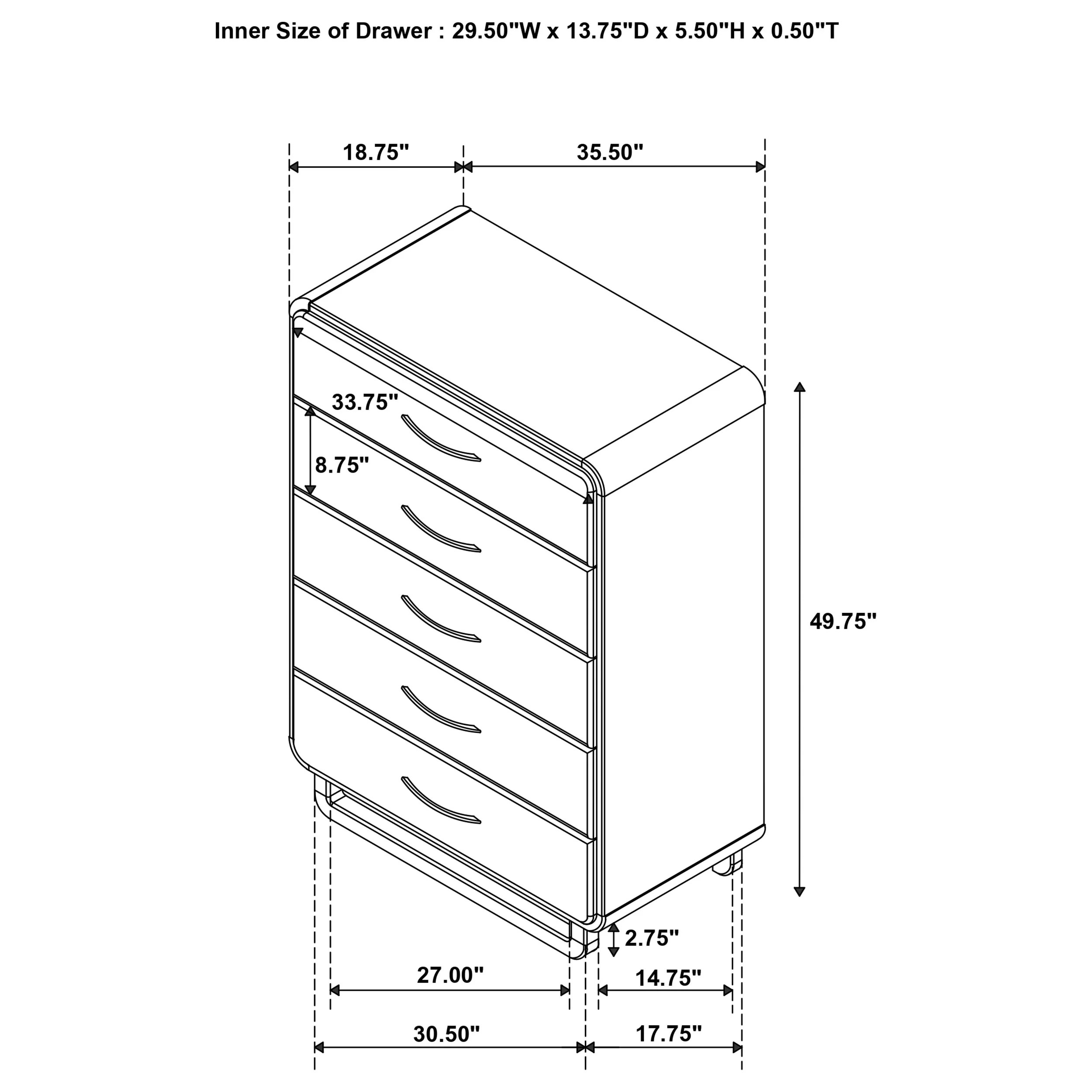 Amsbury 5-Drawer Chest in Nutmeg - Image 12