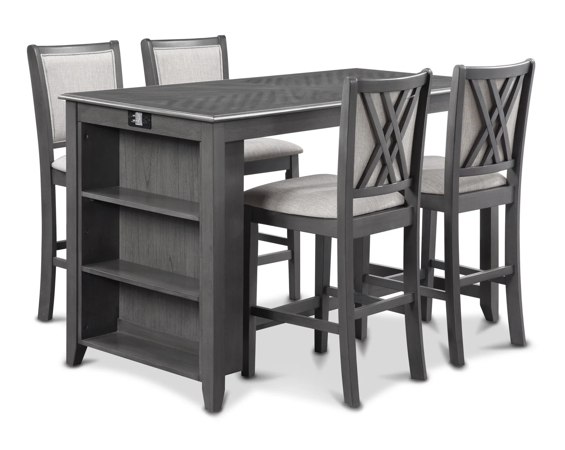 Amy - 60" Counter Table & Chairs With Storage - Image 2