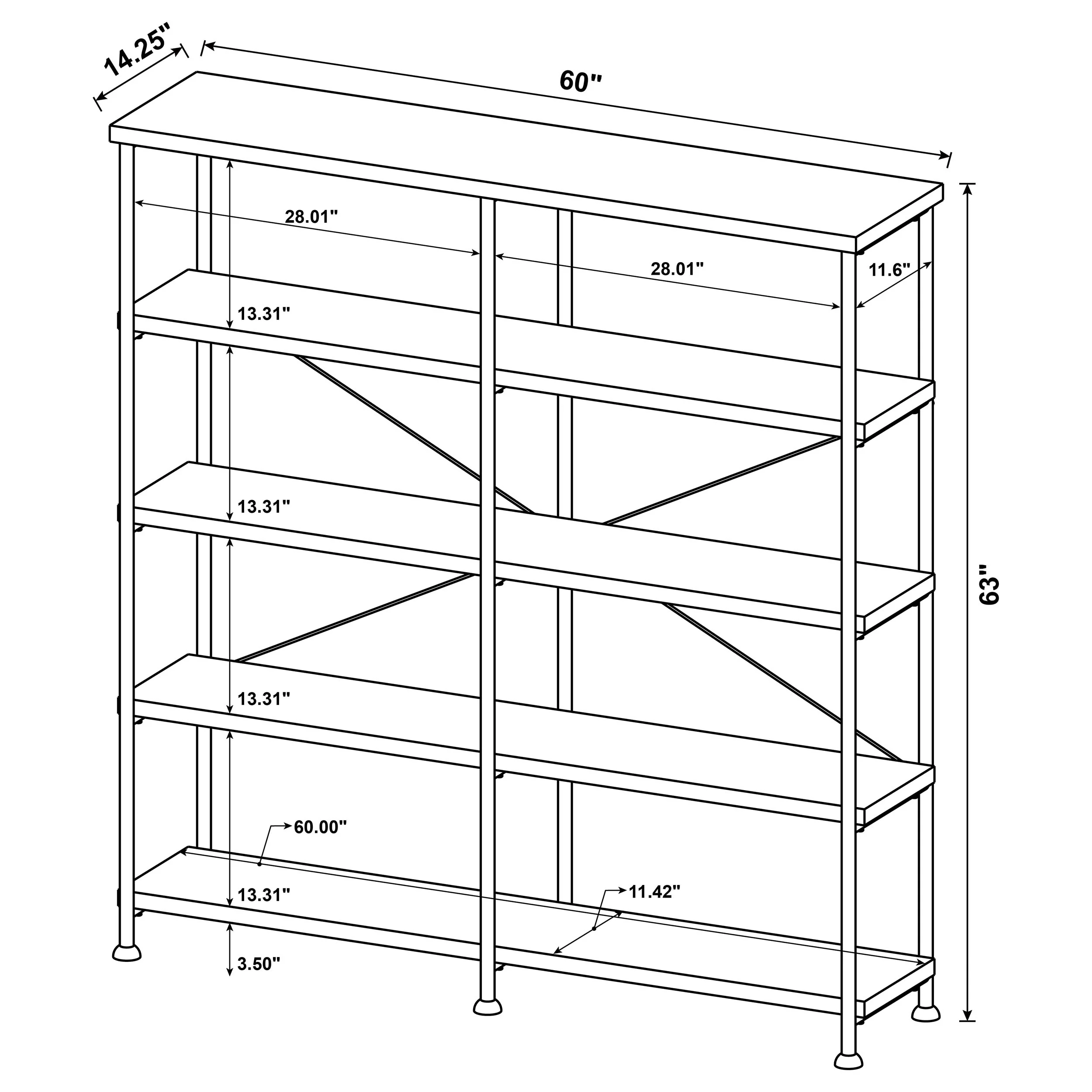 Analiese 63-Inch 4-Shelf Double Bookshelf in Mango - Image 10