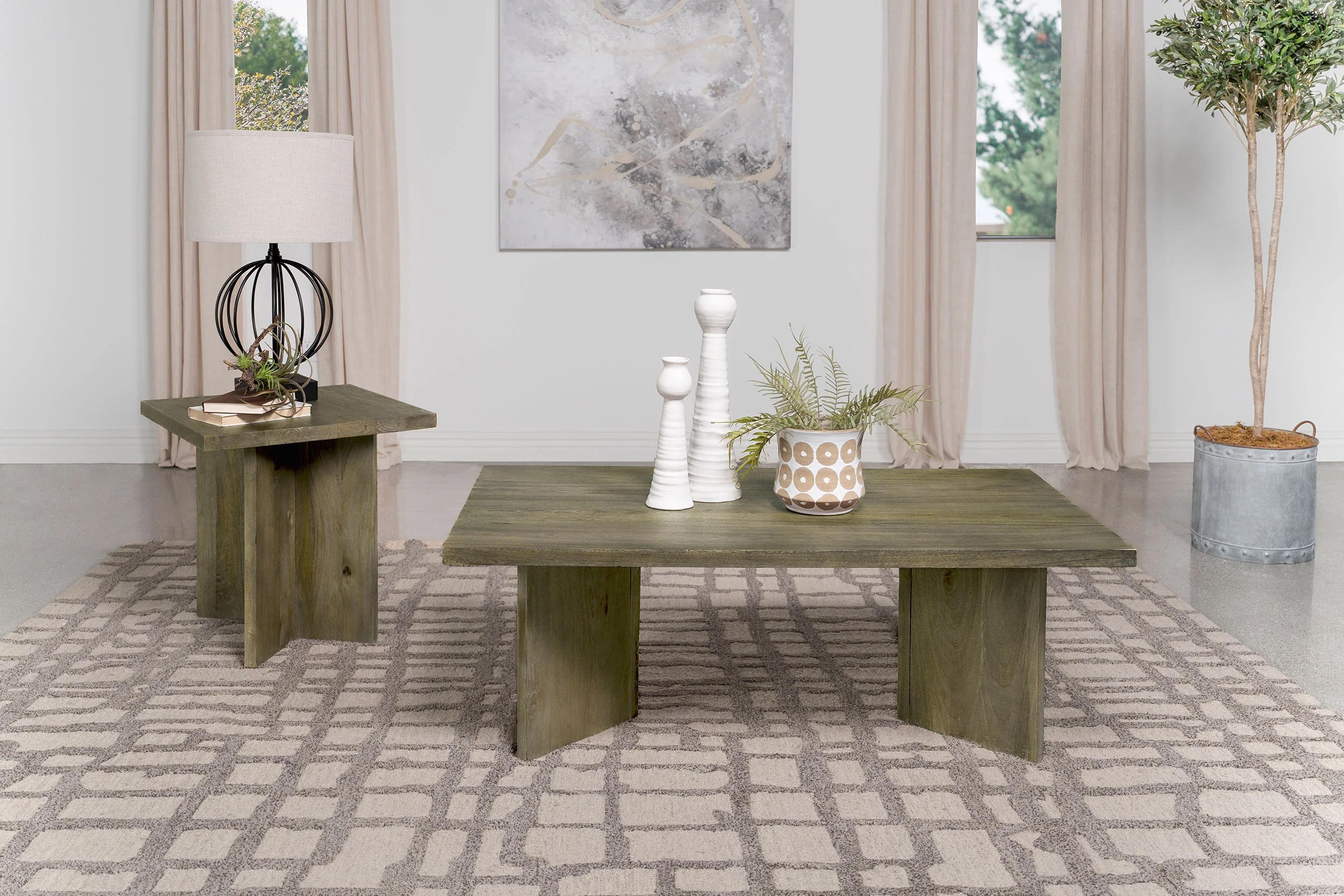 Andando Rectangular Solid Mango Wood Coffee Table - Image 7