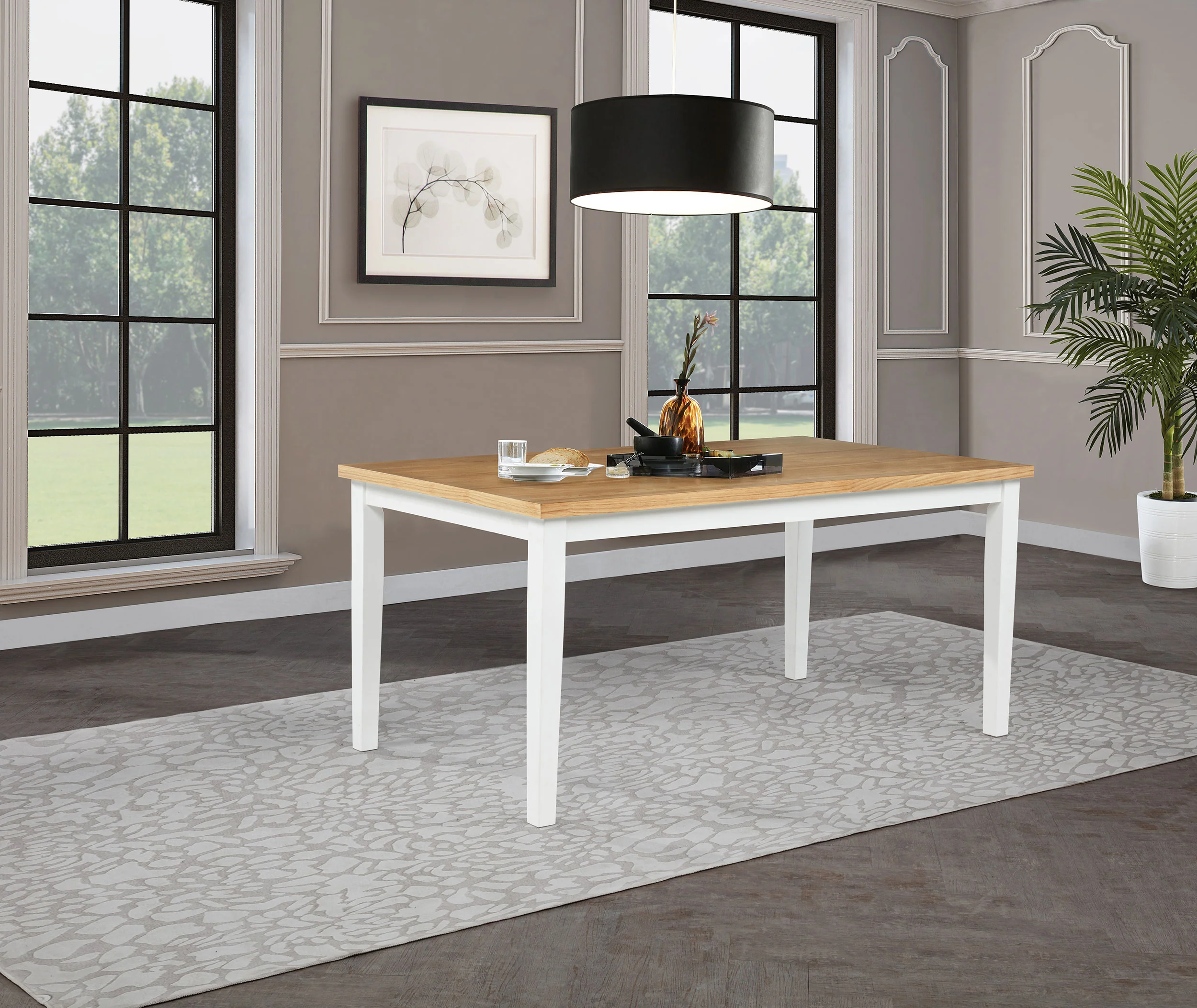 Andrews 66-Inch Rectangular Dining Table Light Ash and White - Image 4