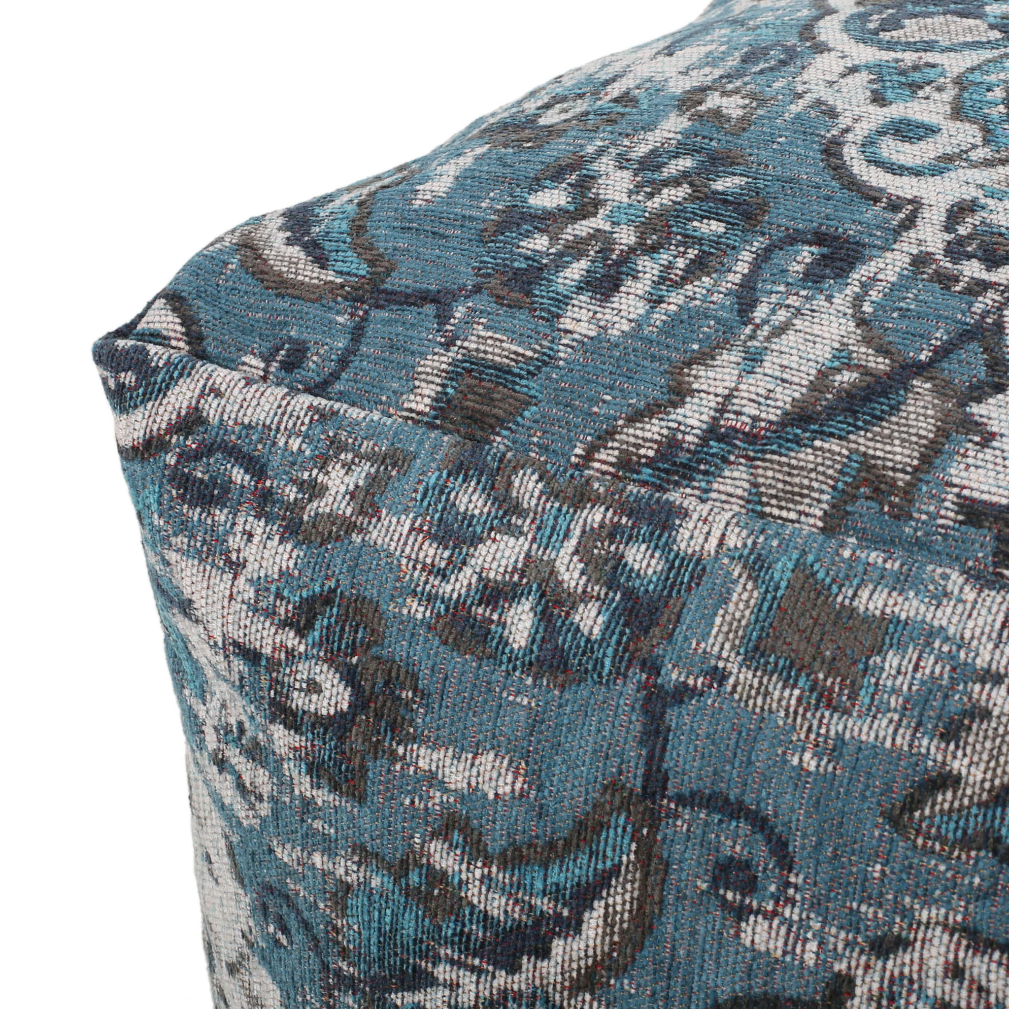 Anita - Square Pouf Ottoman And Floor Cushion - Blue - Image 7
