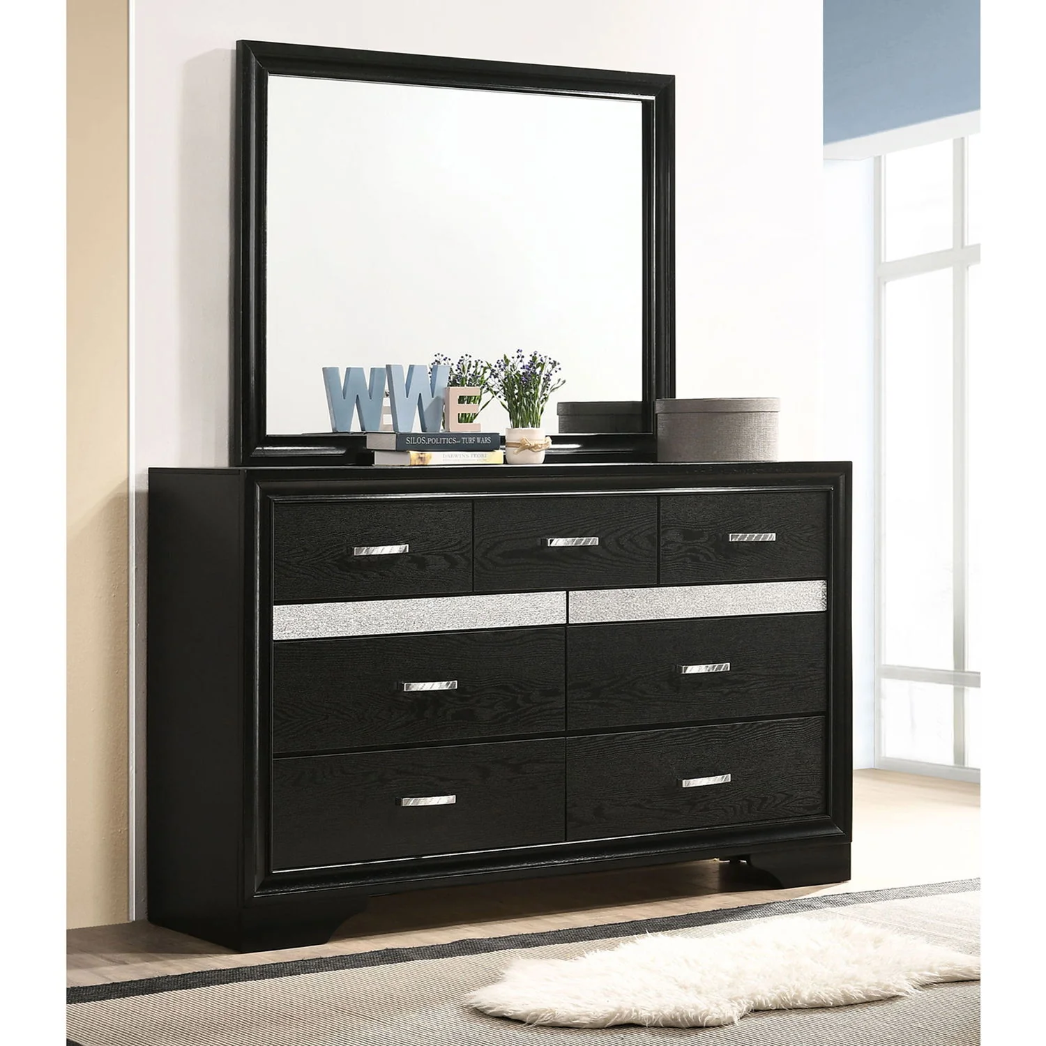 Annie - 7 Drawer Dresser With Mirror - Black - Image 5