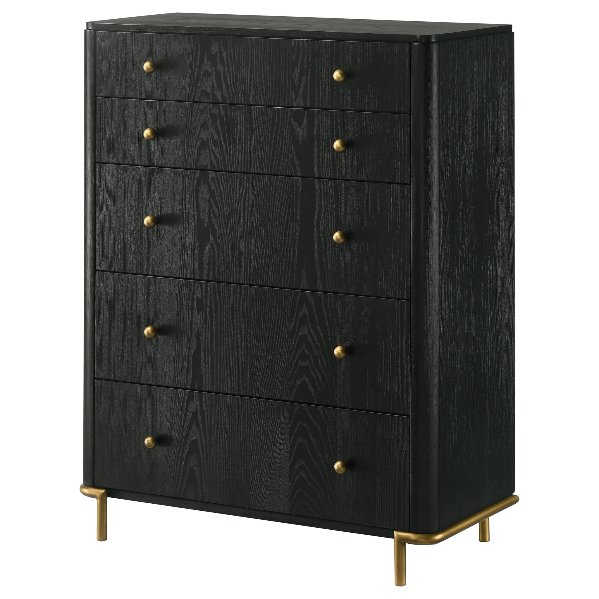 Anser - 5 Drawer Chest, Bedroom Storage Furniture - Black - Image 8