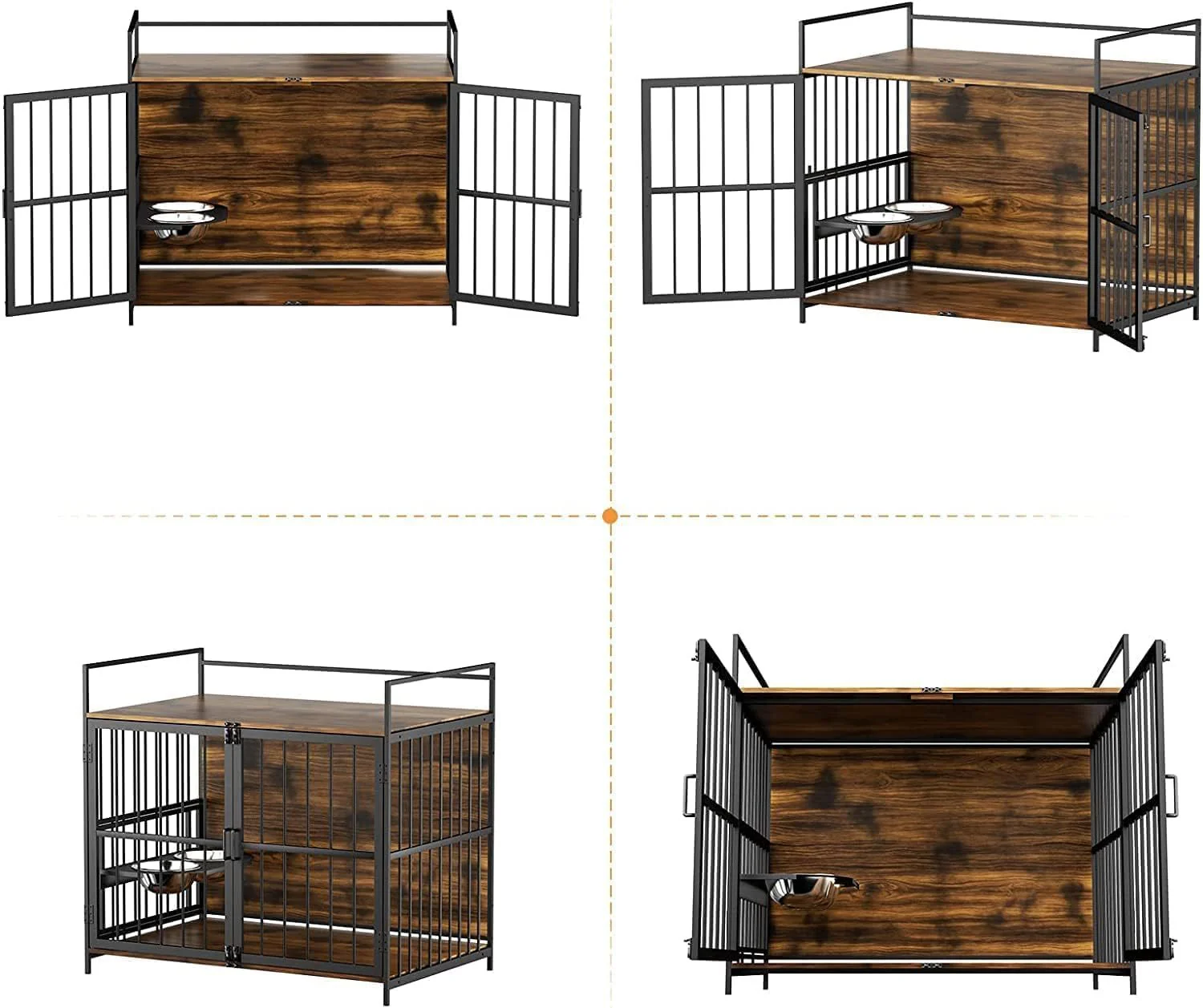 Apollo Furniture-Style Heavy Duty Dog Crate with 360° Swivel Adjustable Feeder - Image 5