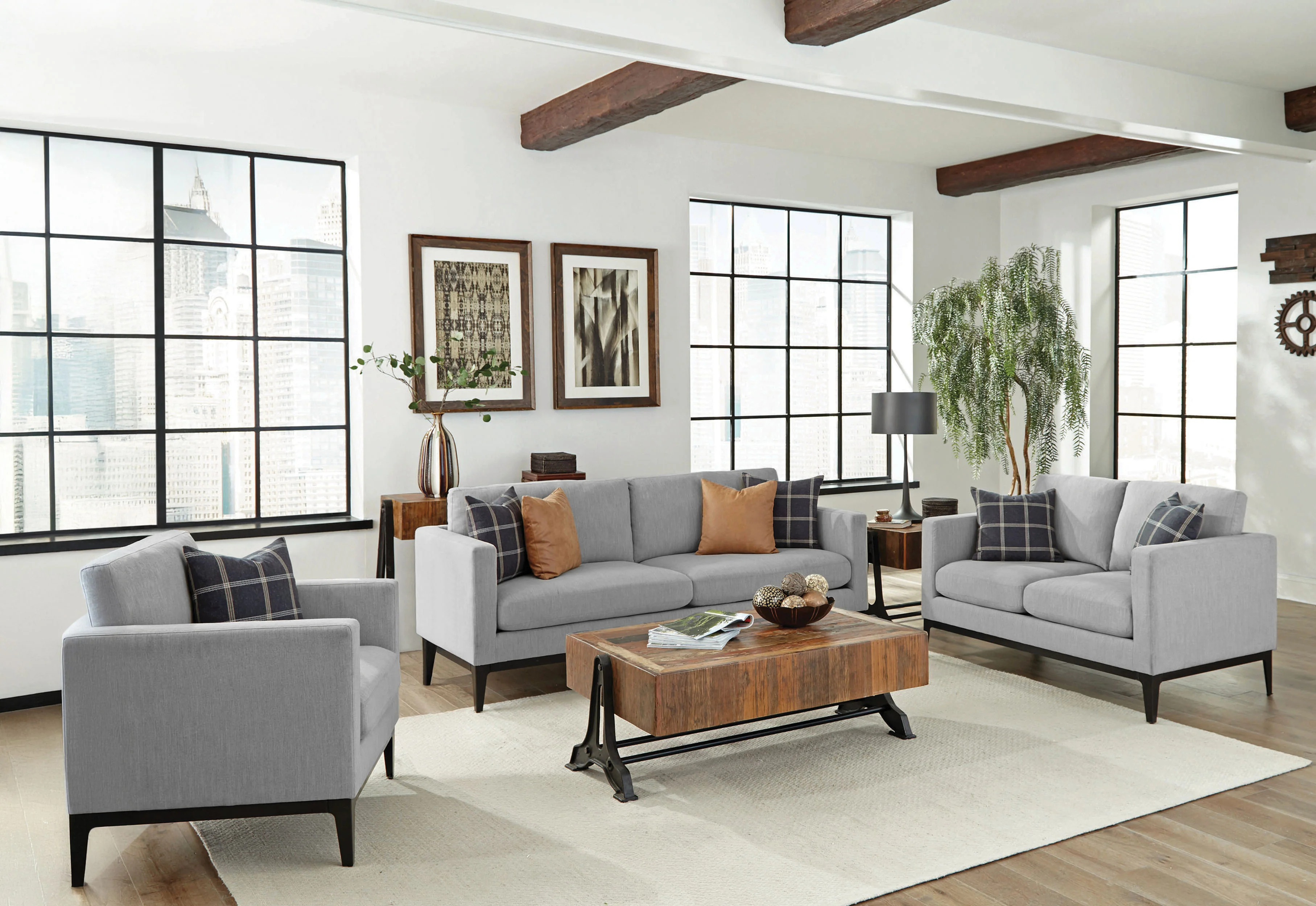 Apperson Upholstered Track Arm Loveseat Light Grey - Image 12