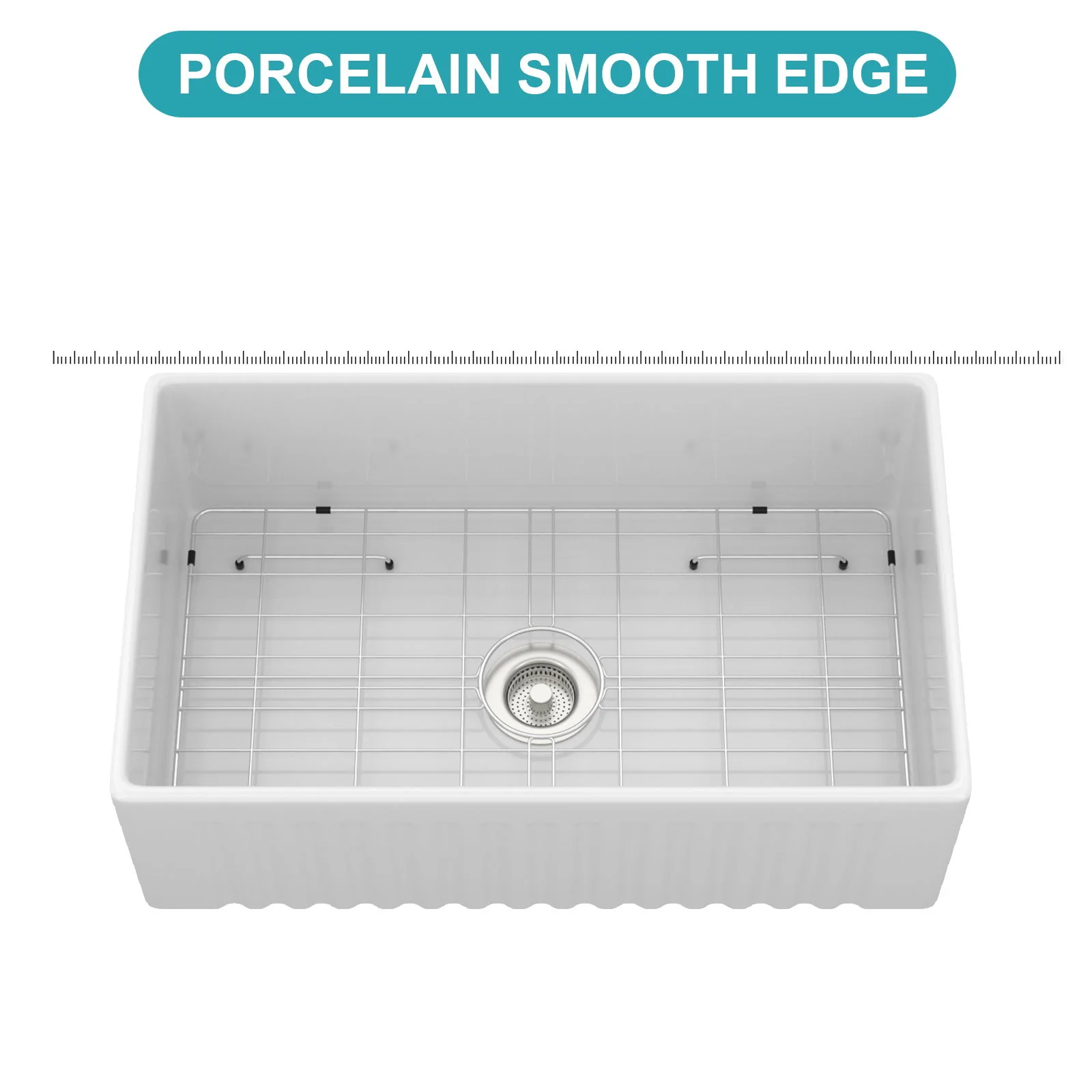 Apron-Front Reversible Single Bowl Kitchen Sink With Accessories - White - Image 4