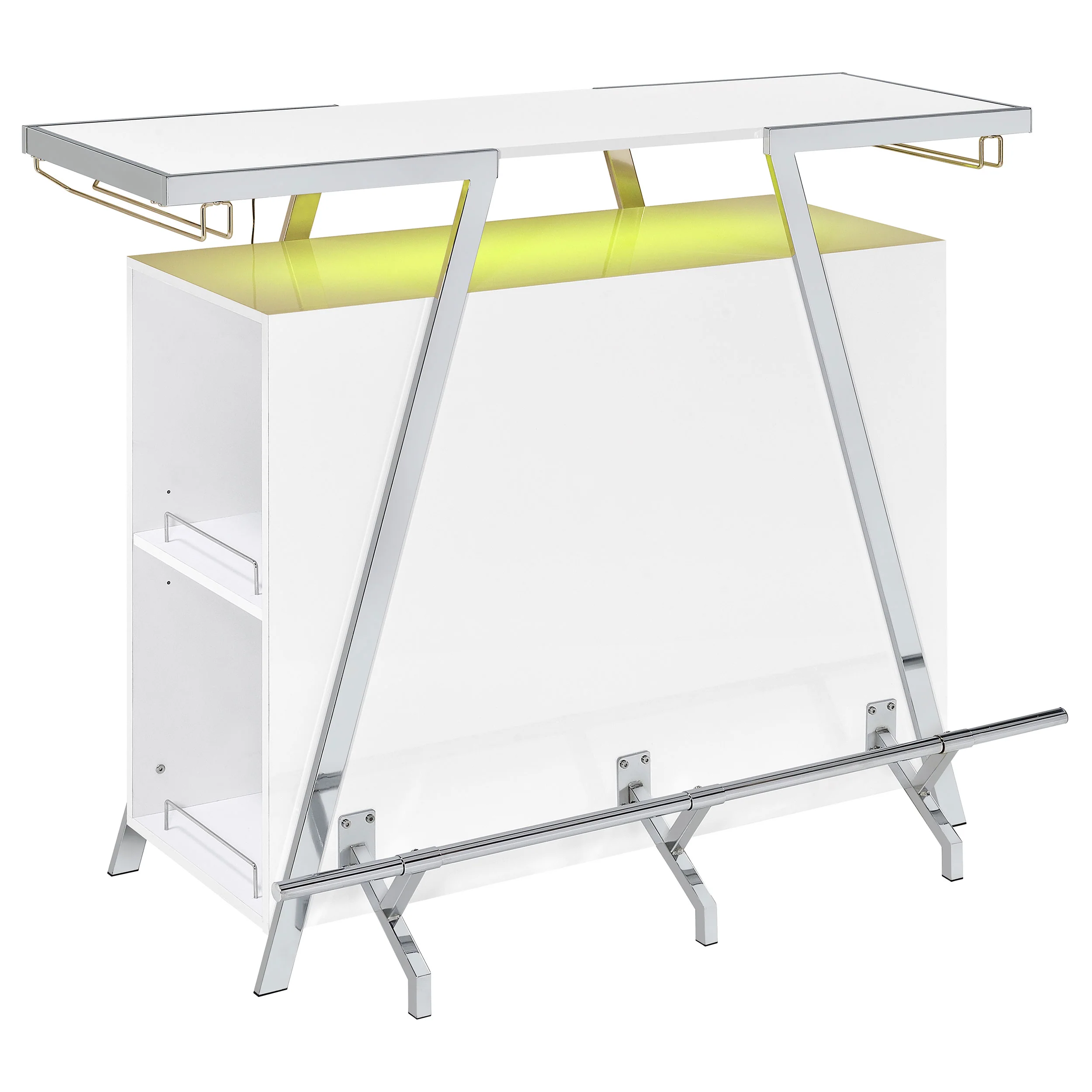 Araceli Freestanding LED Home Bar Cabinet White High Gloss - Image 14