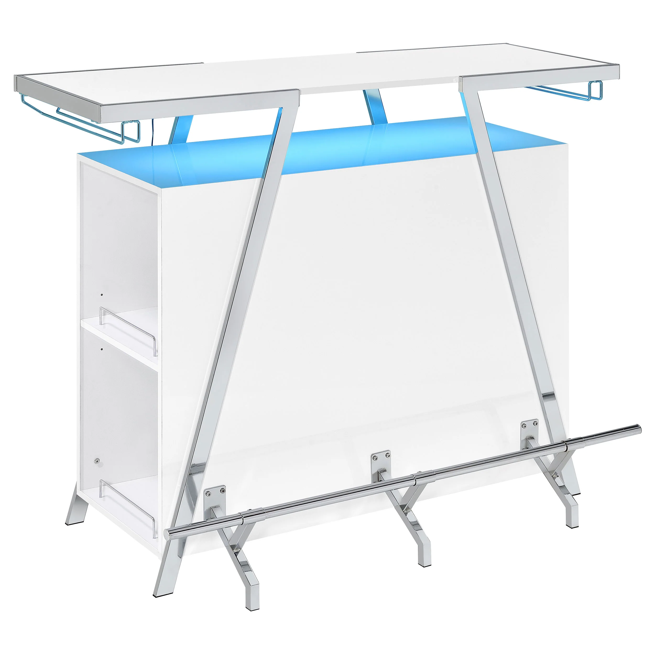 Araceli Freestanding LED Home Bar Cabinet White High Gloss - Image 15