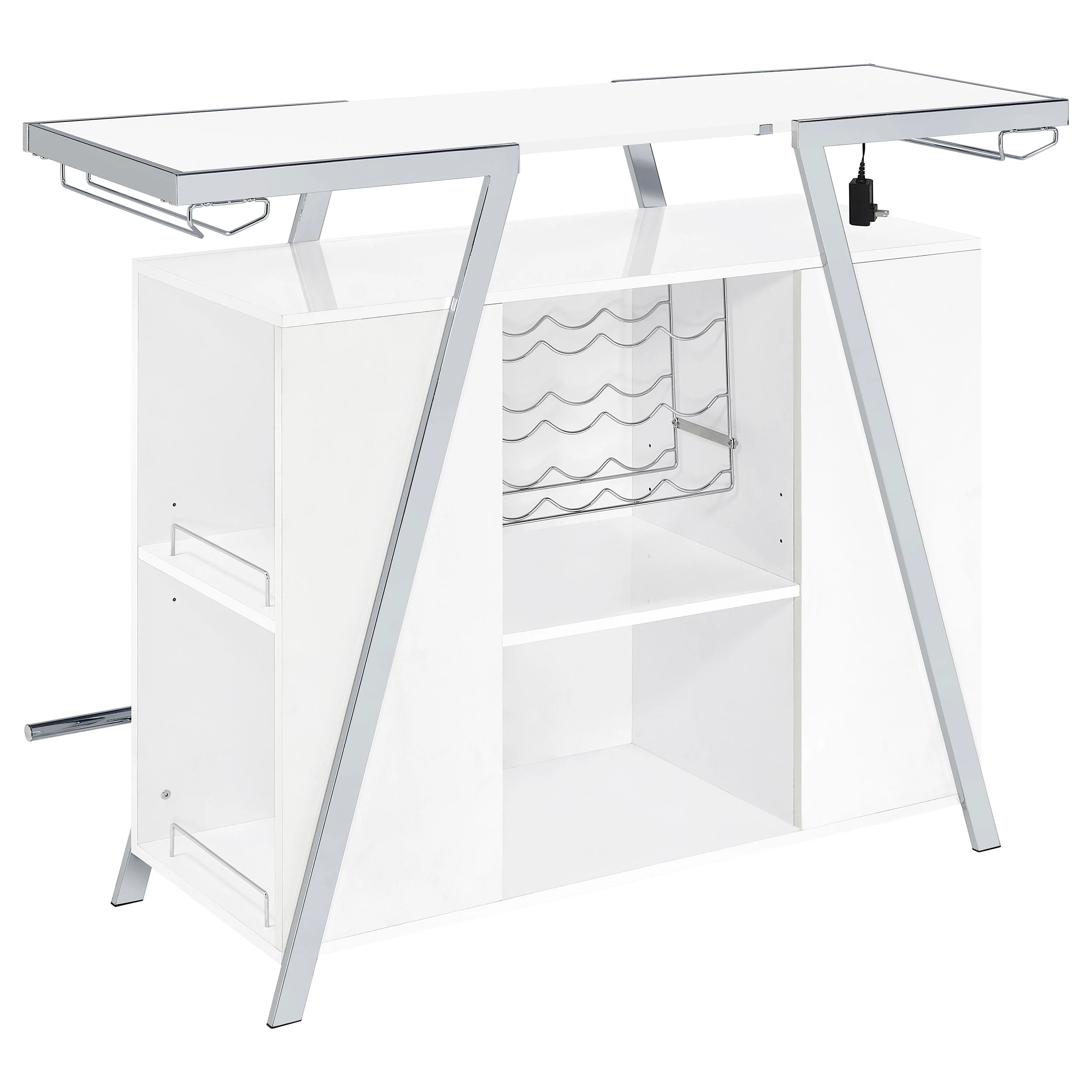 Araceli Freestanding LED Home Bar Cabinet White High Gloss - Image 19