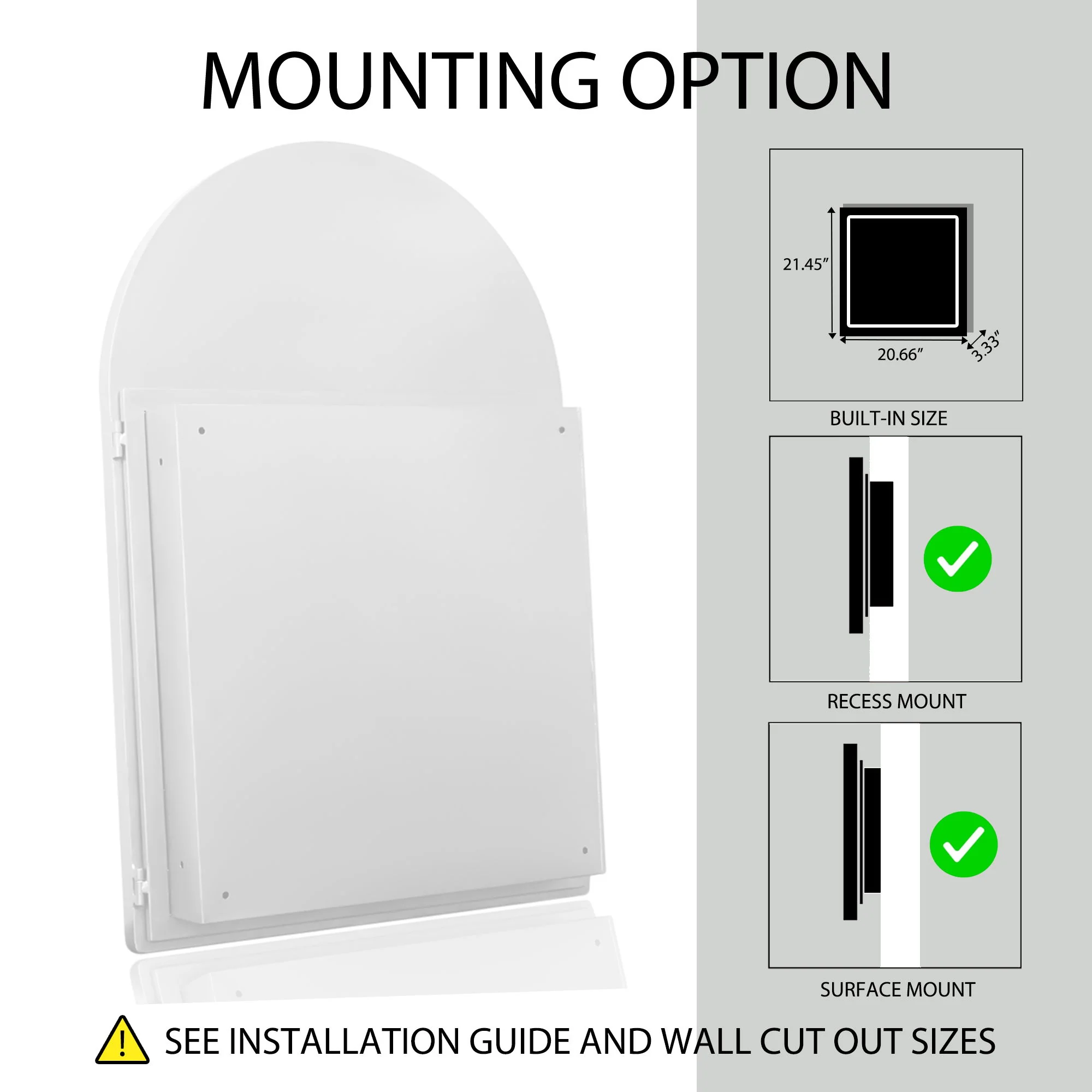 Arched Recessed Medicine Cabinet, Metal Framed Bathroom Wall Cabinet With Mirror And Adjustable Shelves, Wall Mirror With Storage For Bathroom - Image 27