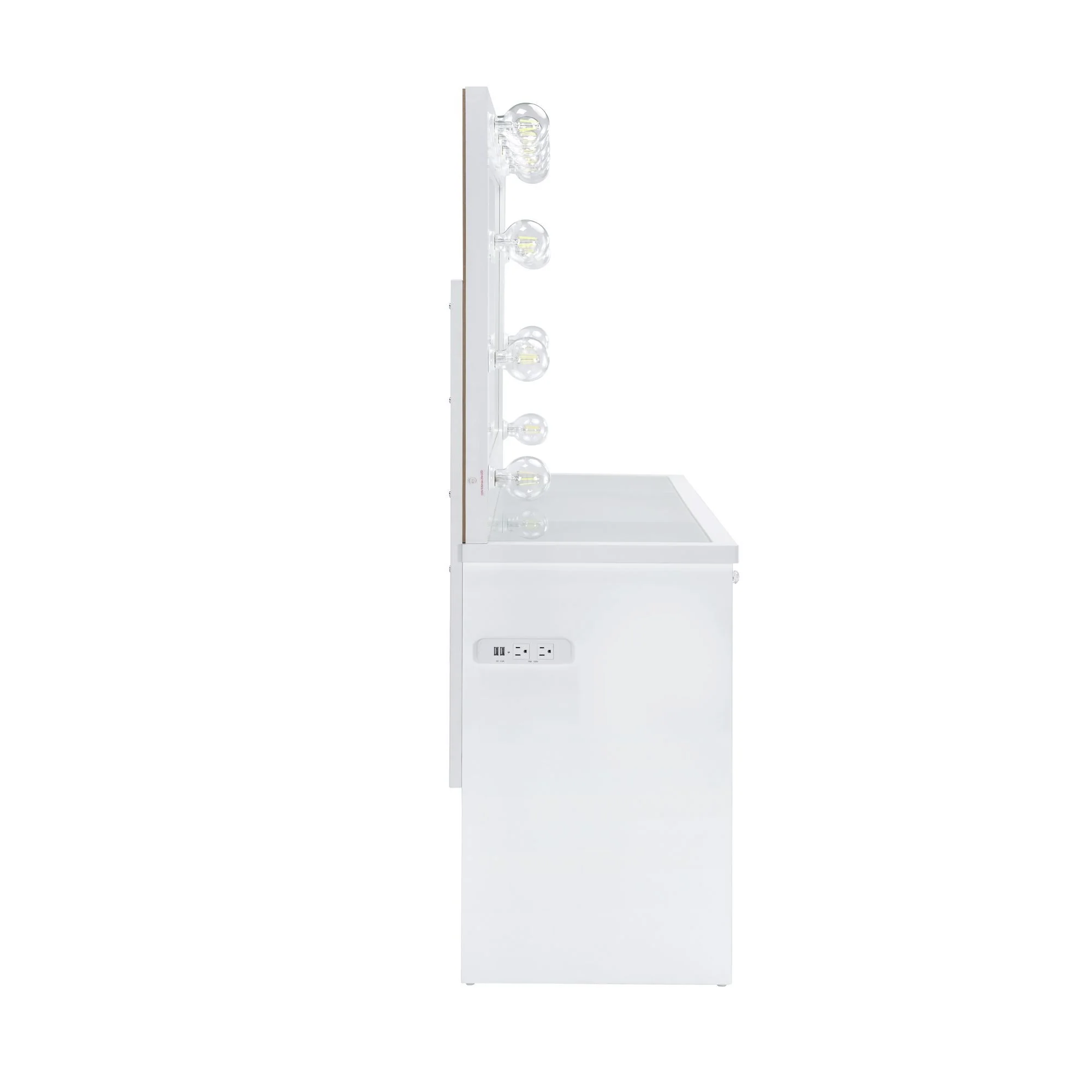 Ariana - Complete Vanity With Lightbulbs - Glossy White - Image 5