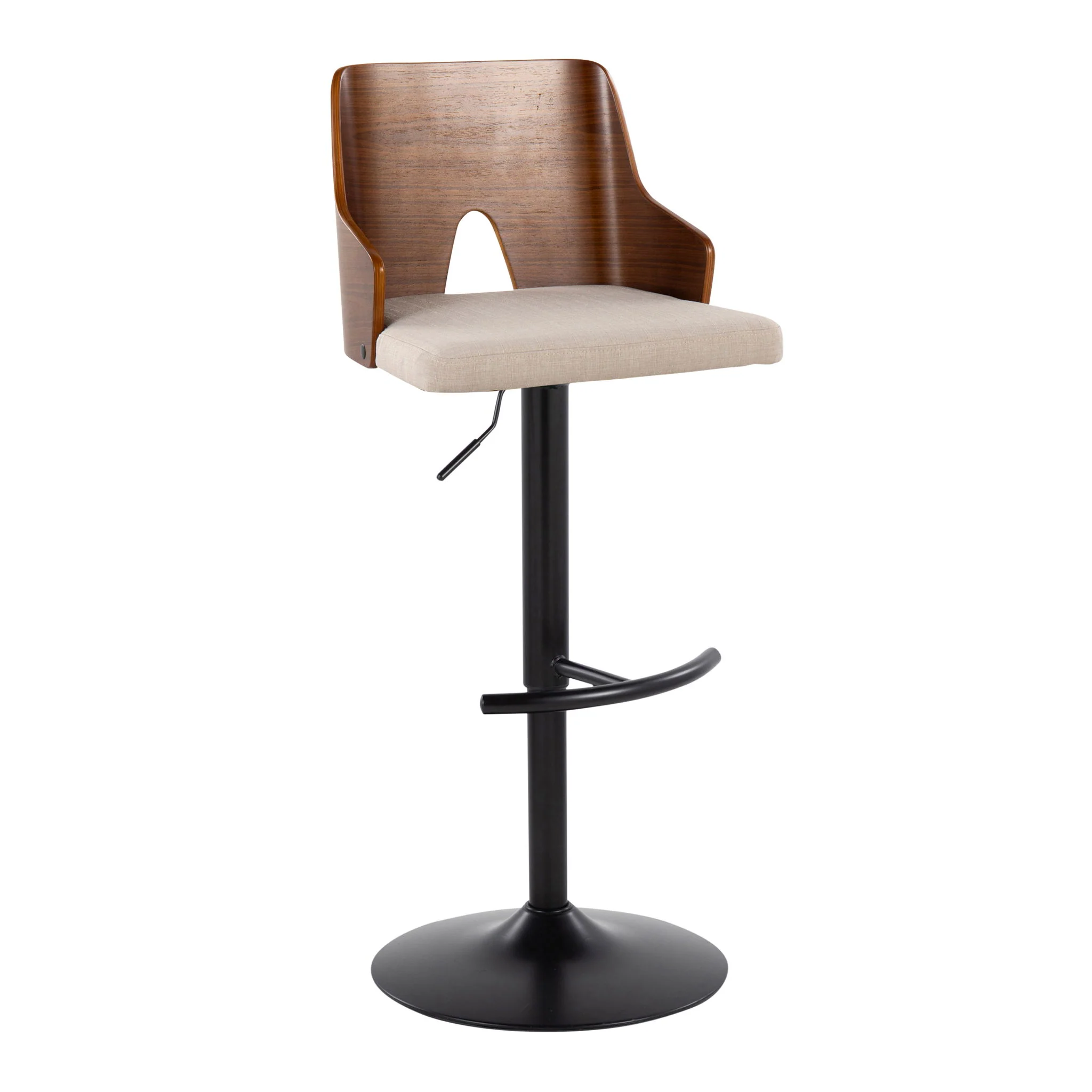 Ariana - Mid Century Modern Adjustable Barstool Stool With Swivel With Rounded T Footrest (Set of 2) - Image 10