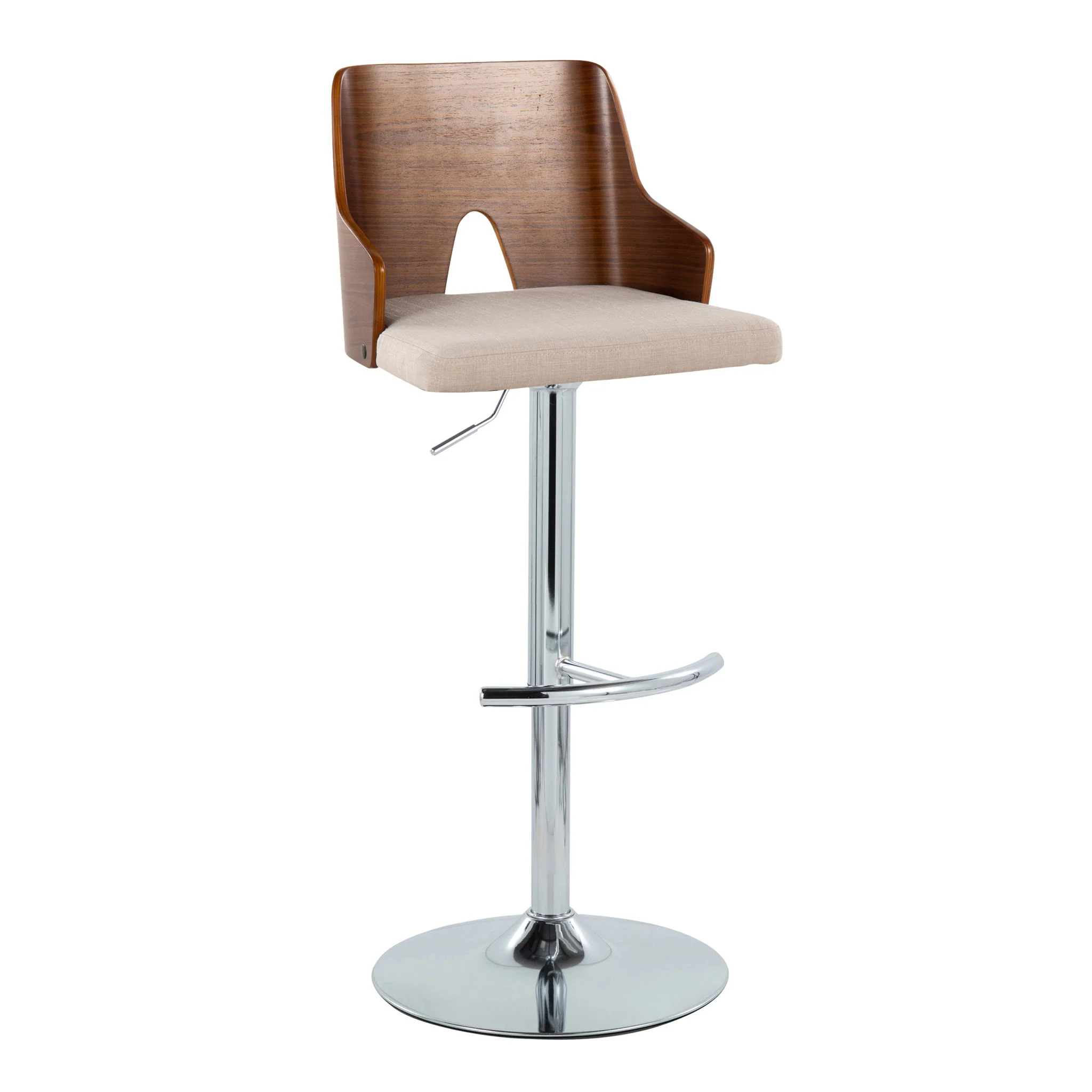 Ariana - Mid Century Modern Adjustable Barstool Stool With Swivel With Rounded T Footrest (Set of 2) - Image 7