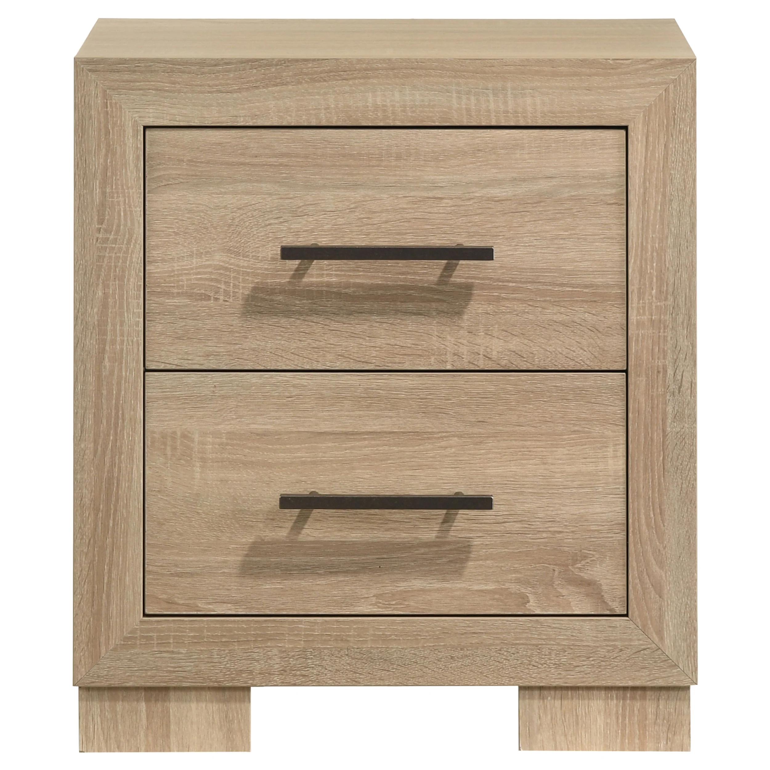 Arielle 2-Drawer Nightstand with Casters Light Oak - Image 3