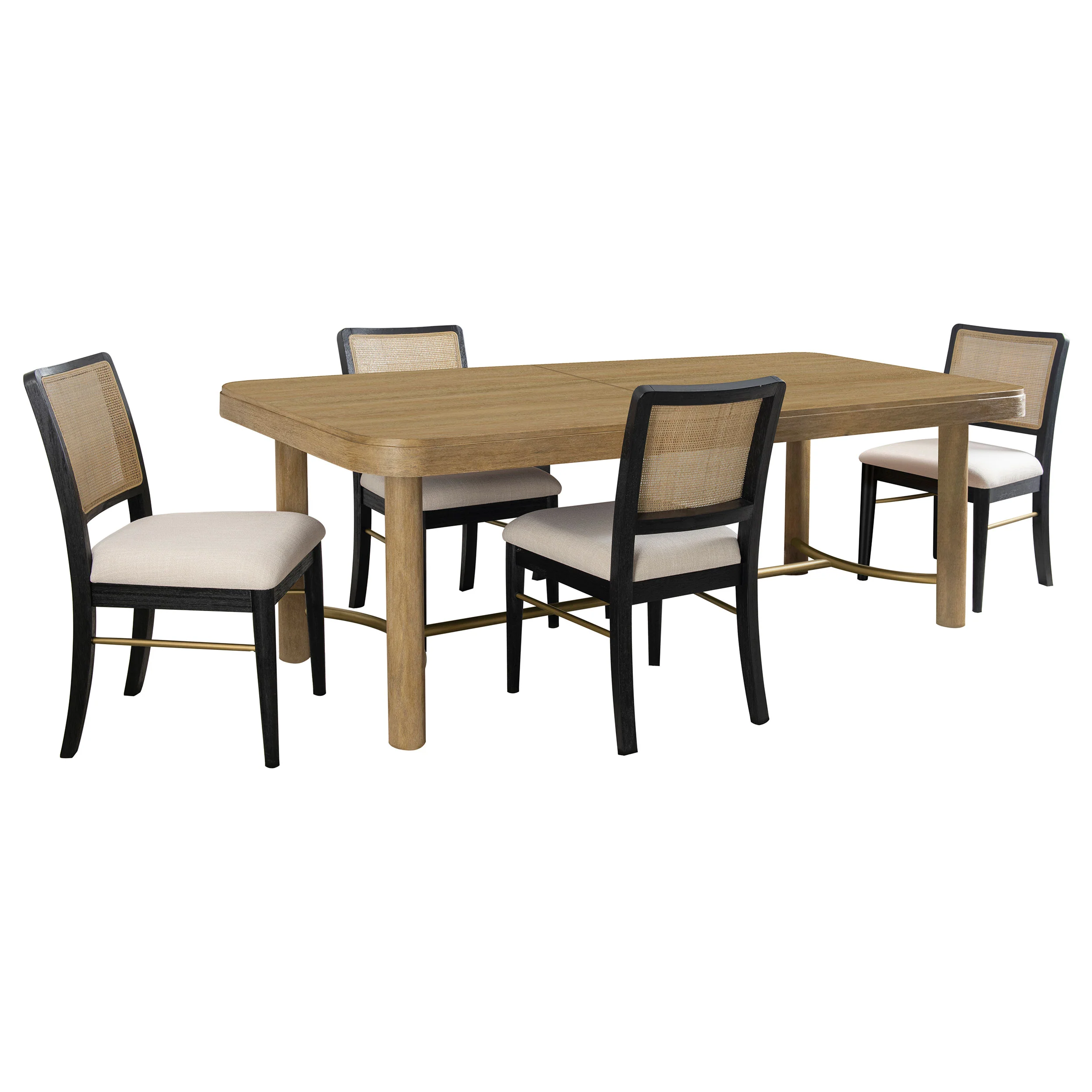 Arini 5-Piece Extension Dining Set Sand Wash and Black - Image 3