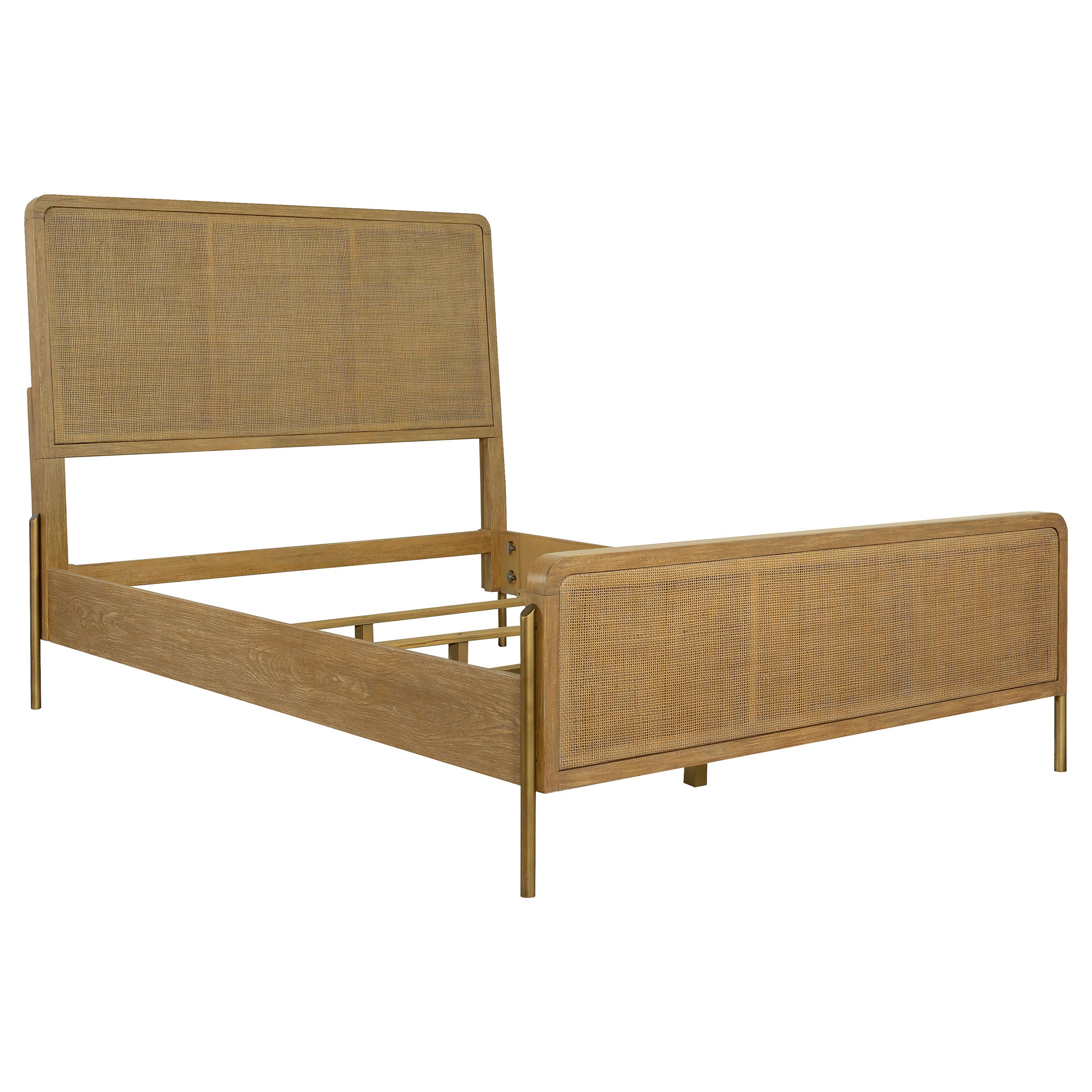 Arini Rattan California King Panel Bed Sand Wash