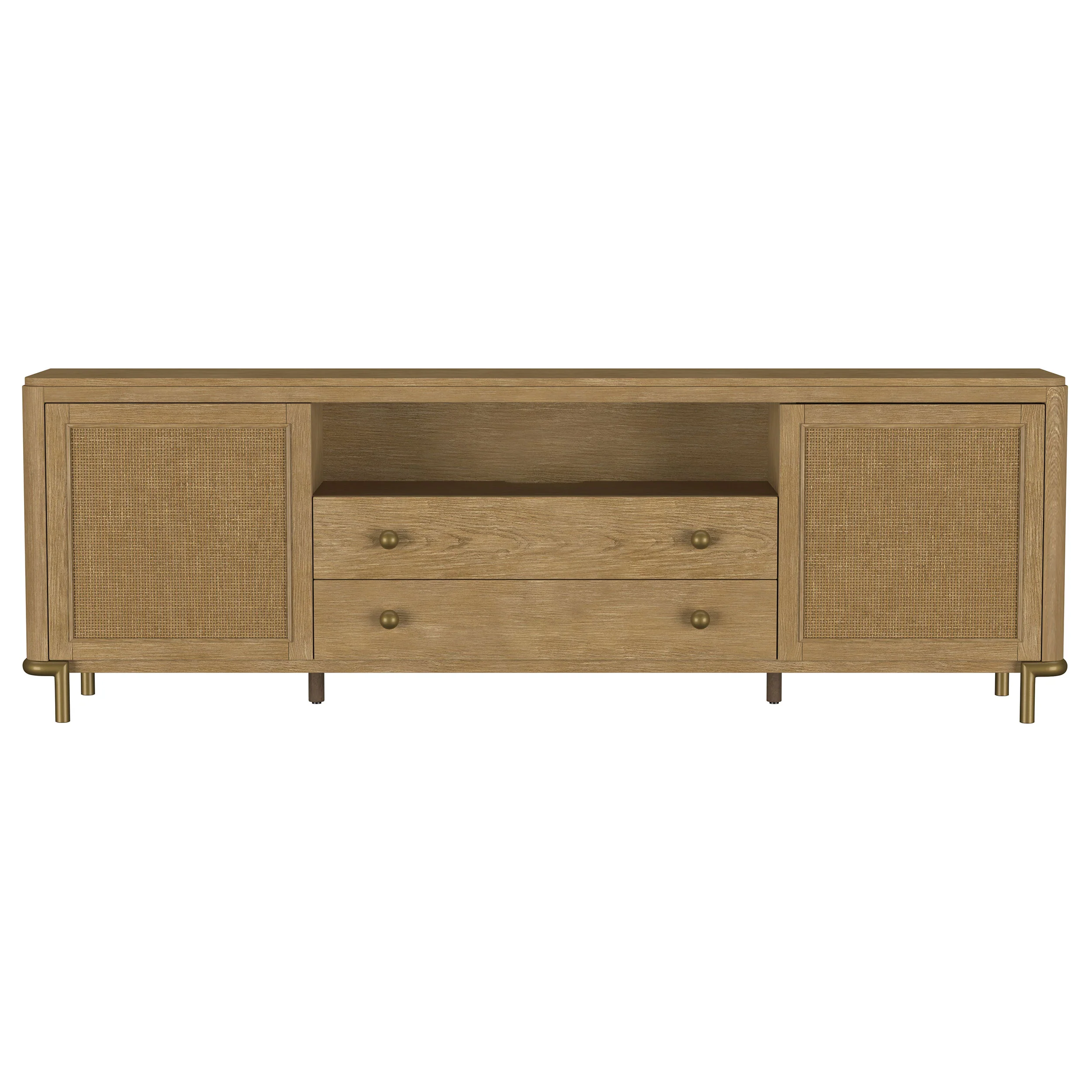 Arini Rattan Cane 2-Door TV Stand - Sand Wash - Image 4