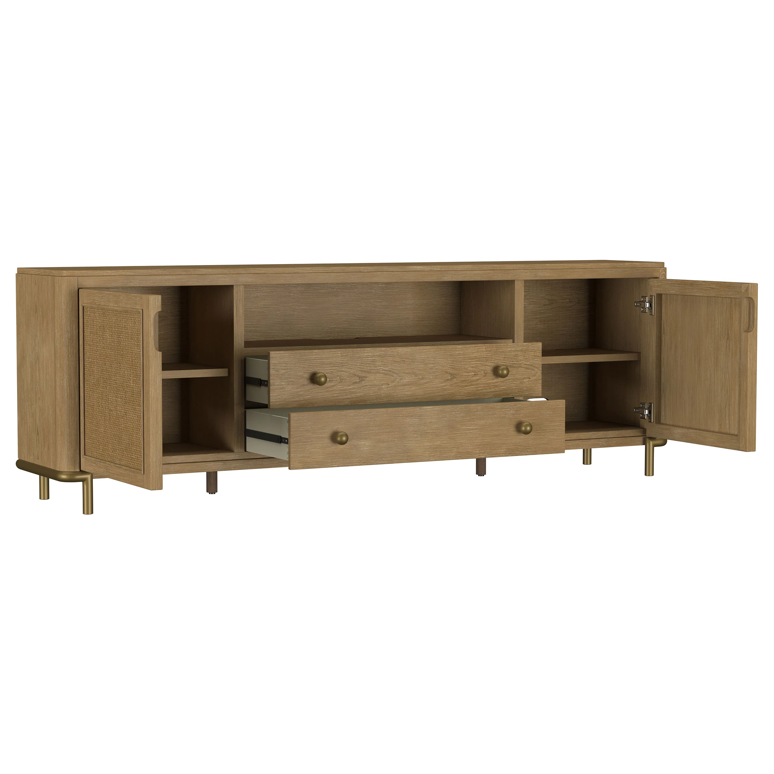 Arini Rattan Cane 2-Door TV Stand - Sand Wash - Image 5