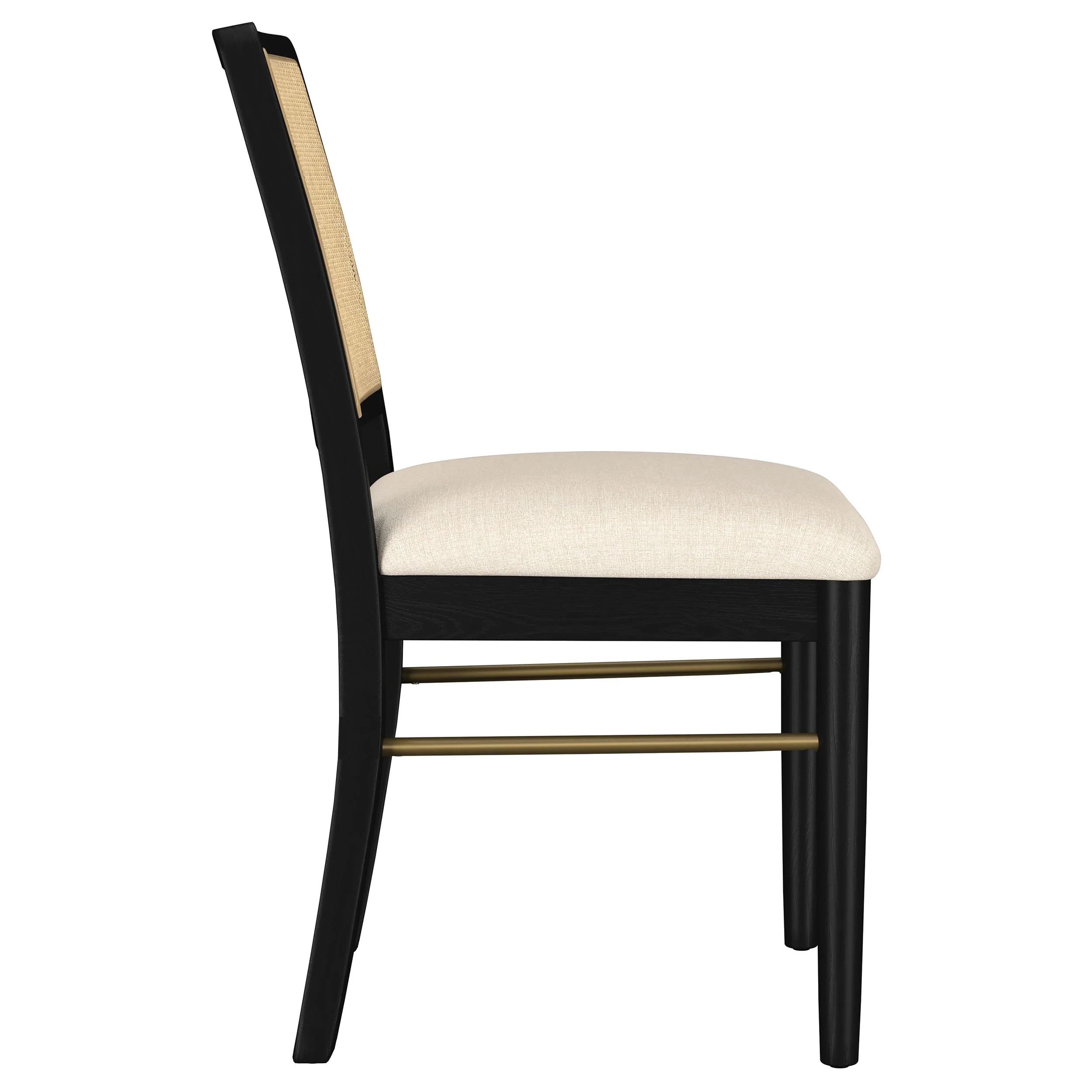 Arini Rattan Cane Dining Side Chair, Cream and Black (Set of 2) - Image 6