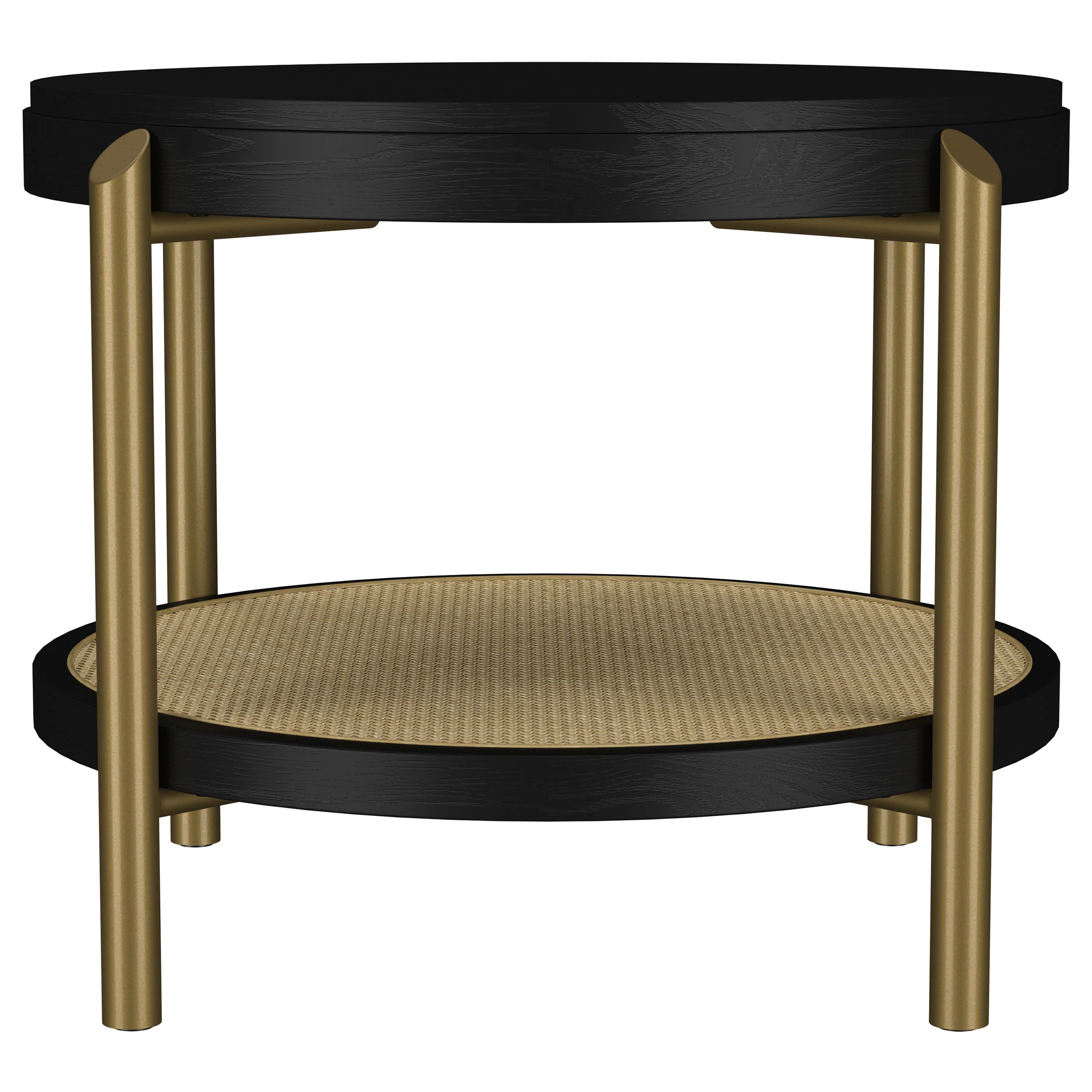 Arini Round End Table with Storage Shelf Black - Image 4