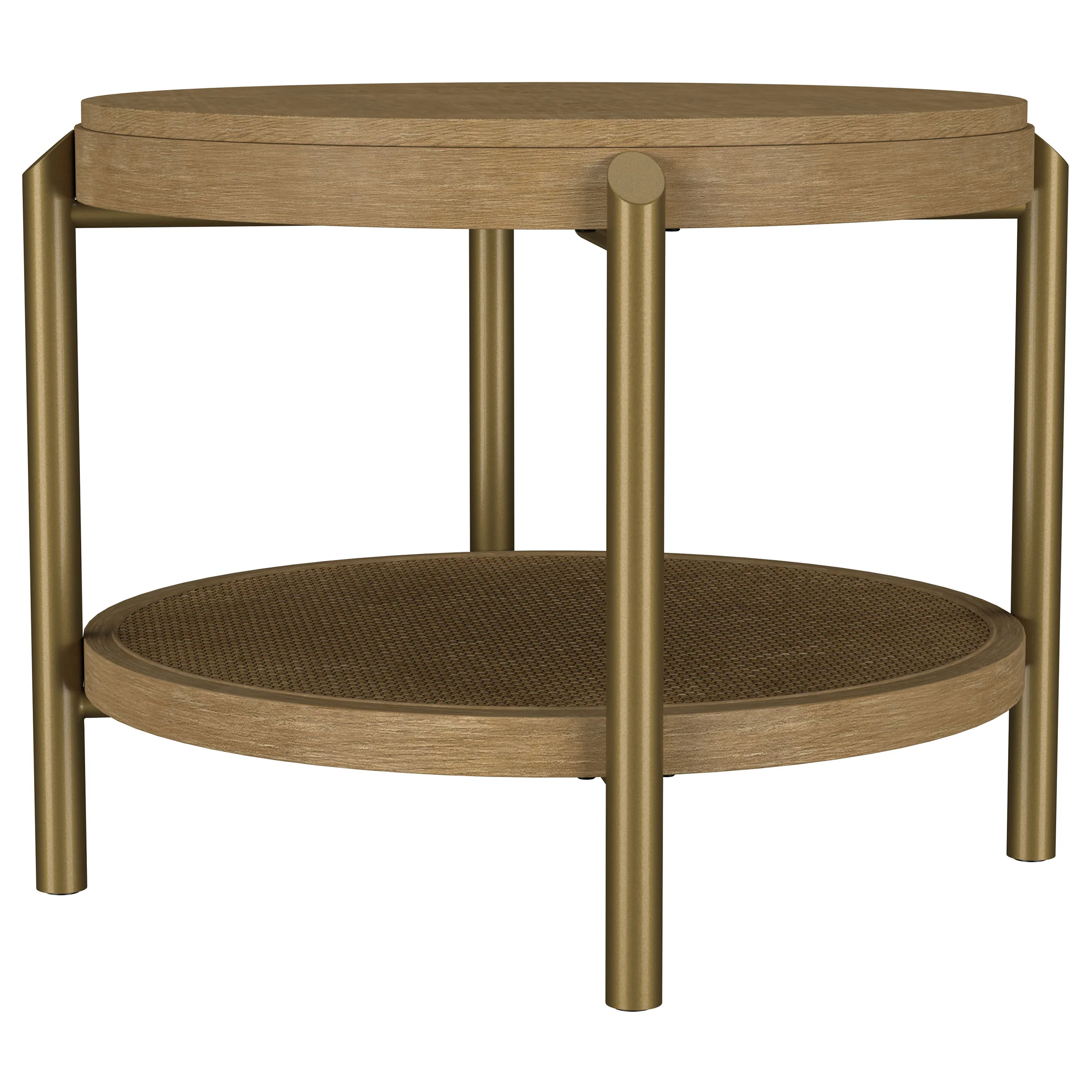 Arini Round End Table with Storage Shelf - Sand Wash - Image 3