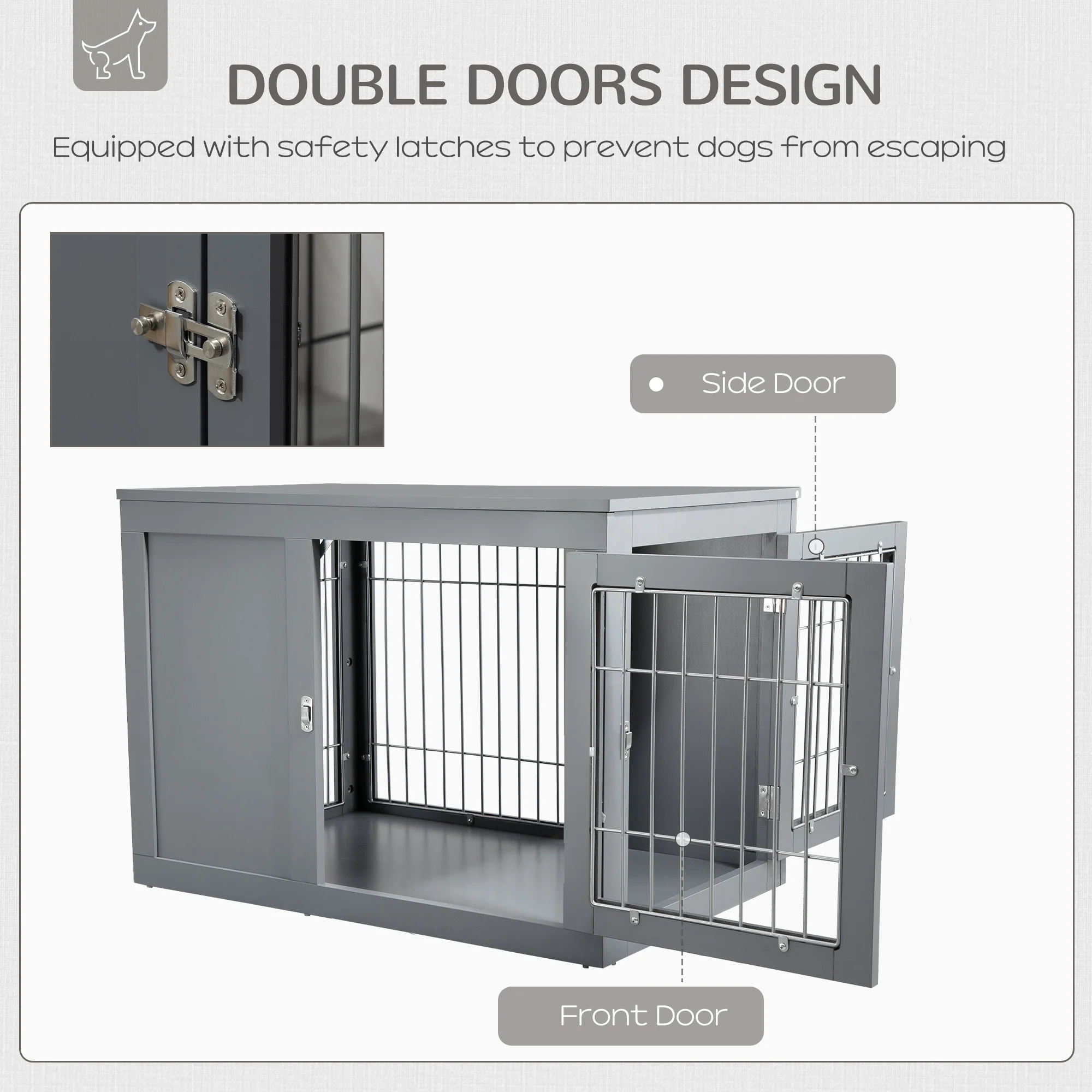 Arlo 33-Inch Furniture-Style Dog Crate and End Table with Double Doors - Image 5