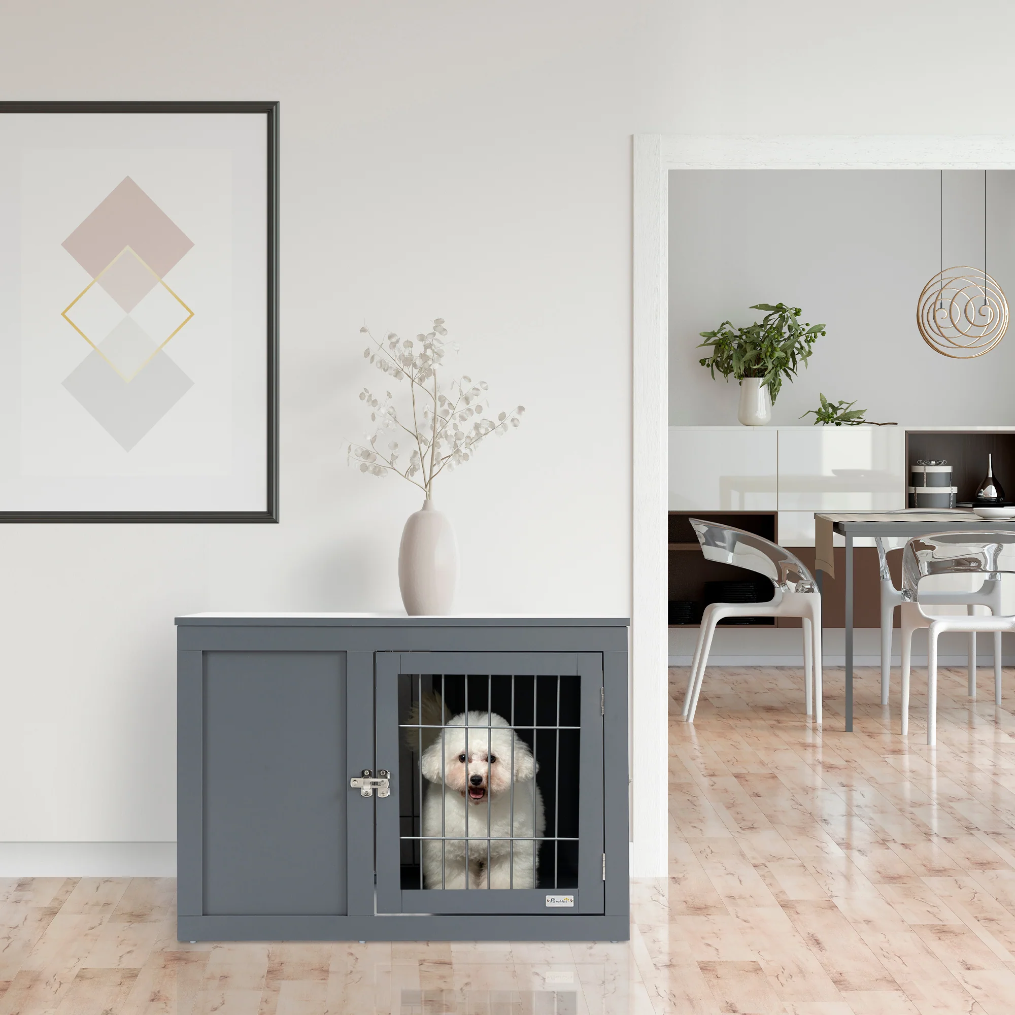 Arlo 33-Inch Furniture-Style Dog Crate and End Table with Double Doors - Image 9
