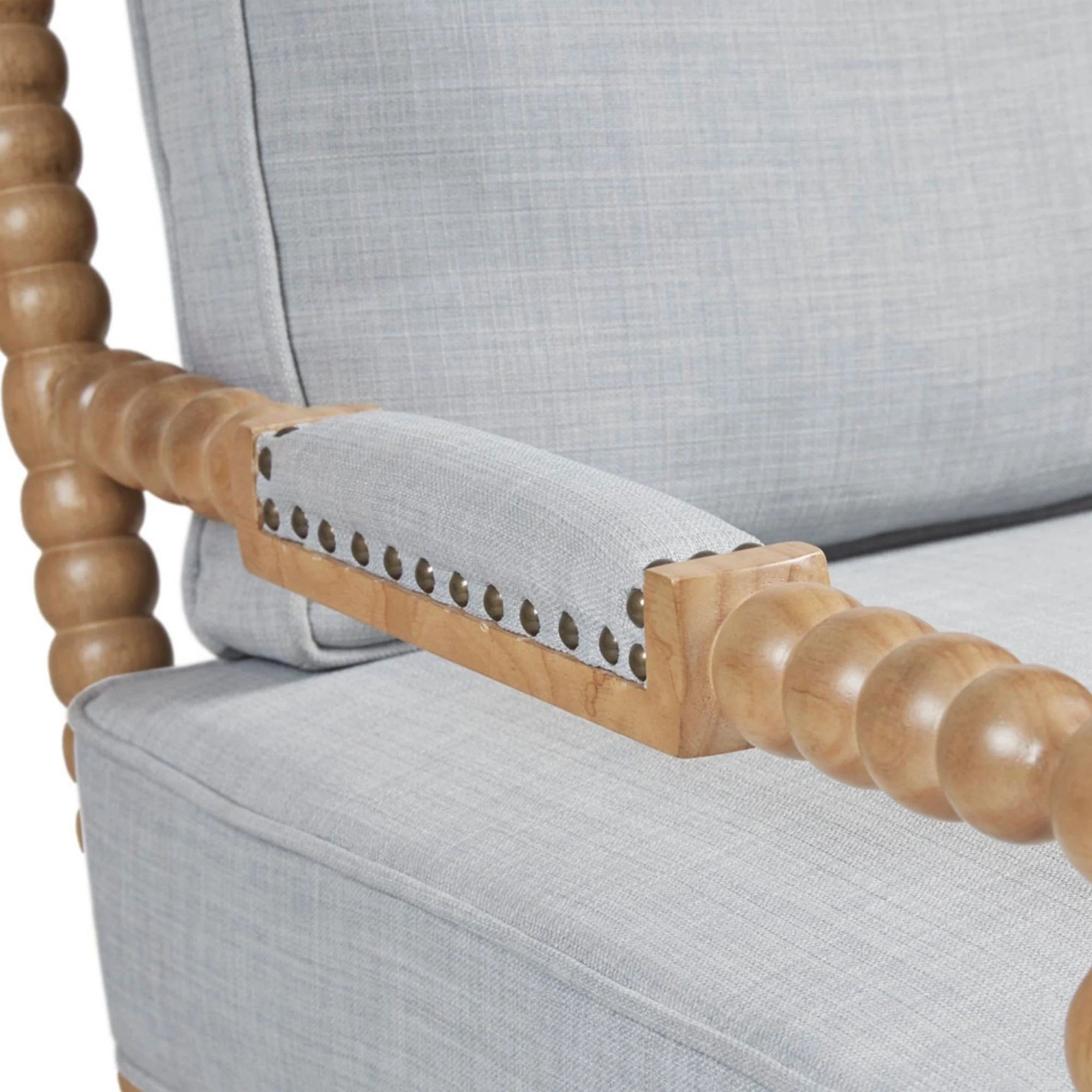 Arm Chair With Open Back Spindle Design, Padded Armrests - Image 24