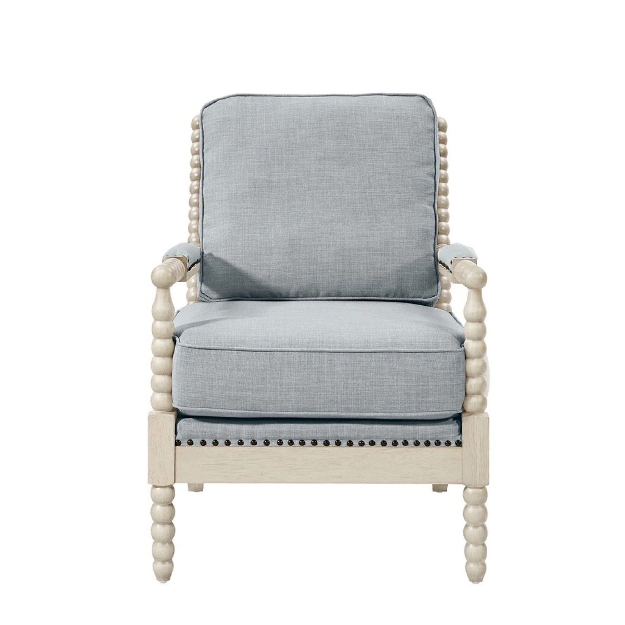 Arm Chair With Open Back Spindle Design, Padded Armrests - Image 5
