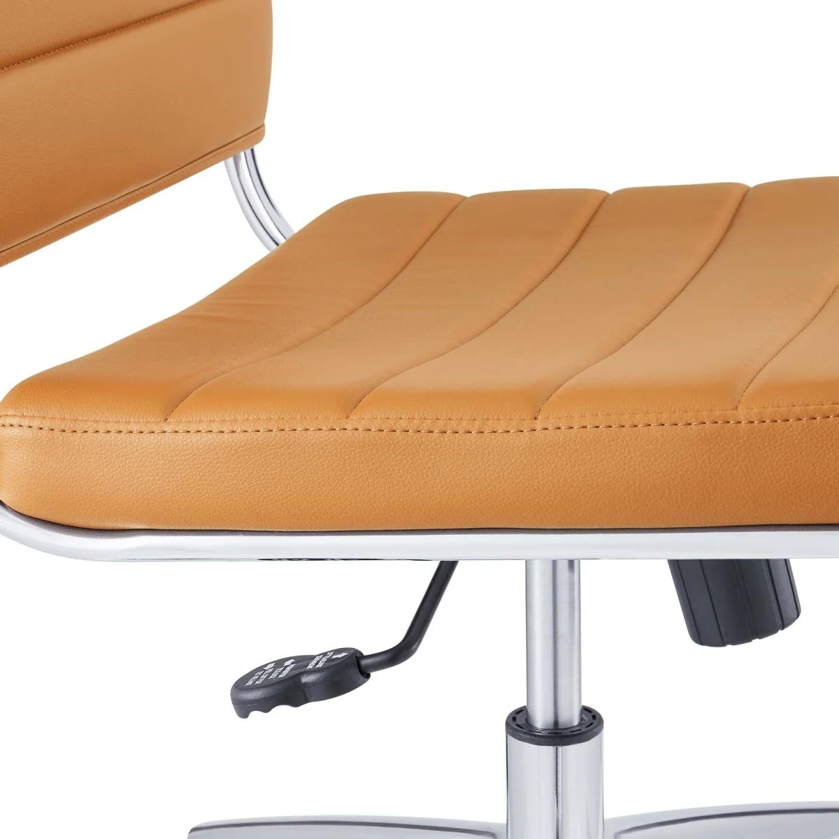 Armless Mid Back Ribbed Vinyl Office Chair – Mid-Century Modern Desk Seating - Image 18