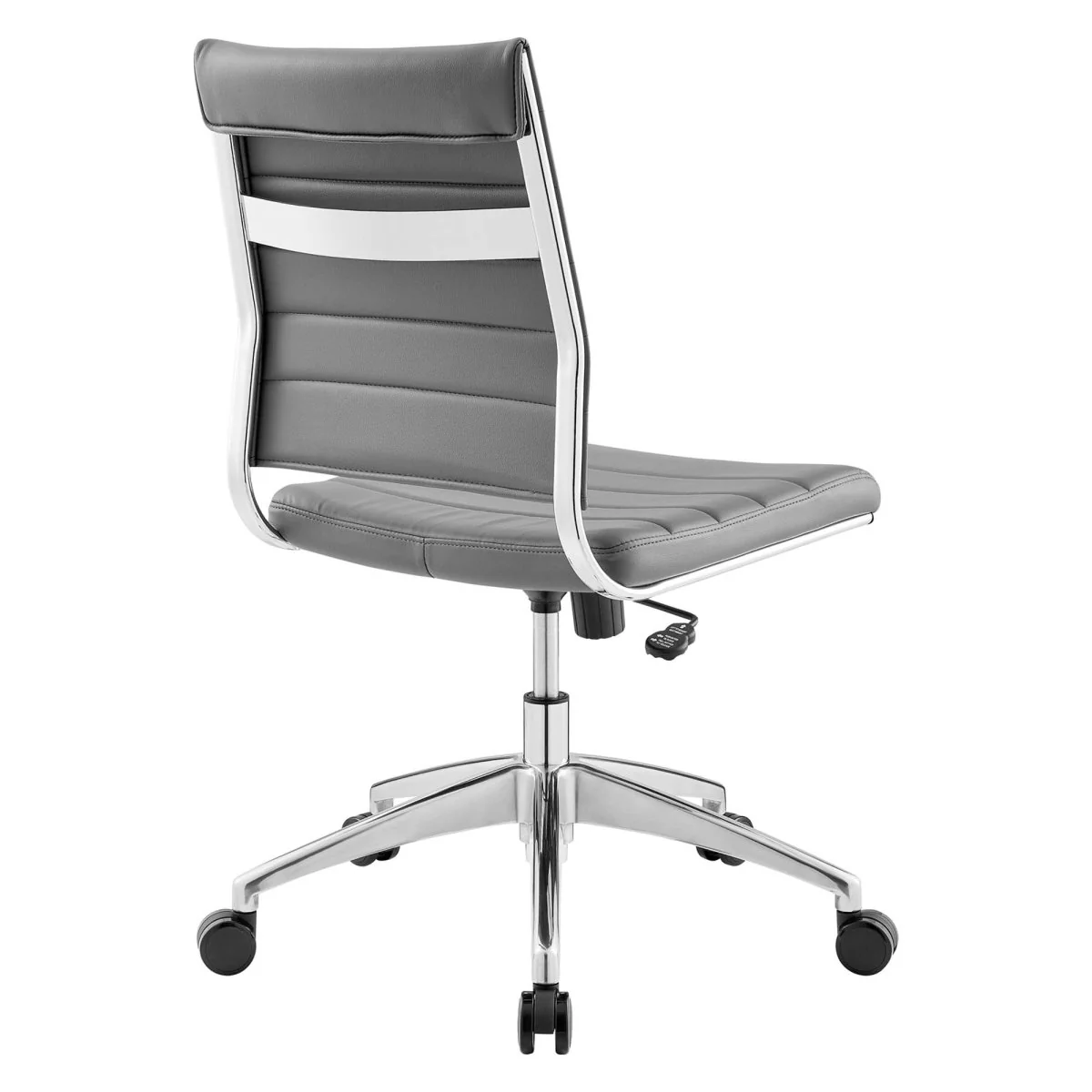 Armless Mid Back Ribbed Vinyl Office Chair – Mid-Century Modern Desk Seating - Image 38