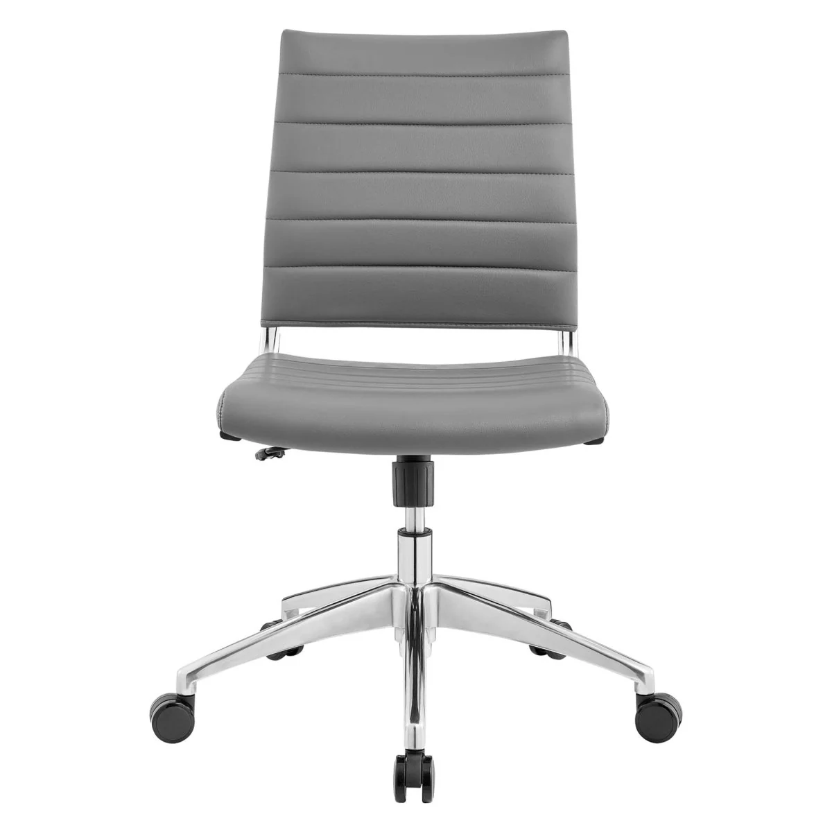 Armless Mid Back Ribbed Vinyl Office Chair – Mid-Century Modern Desk Seating - Image 39