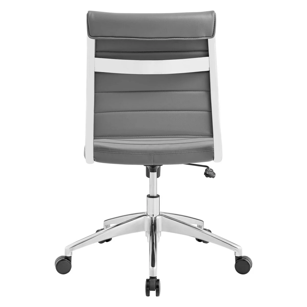 Armless Mid Back Ribbed Vinyl Office Chair – Mid-Century Modern Desk Seating - Image 40